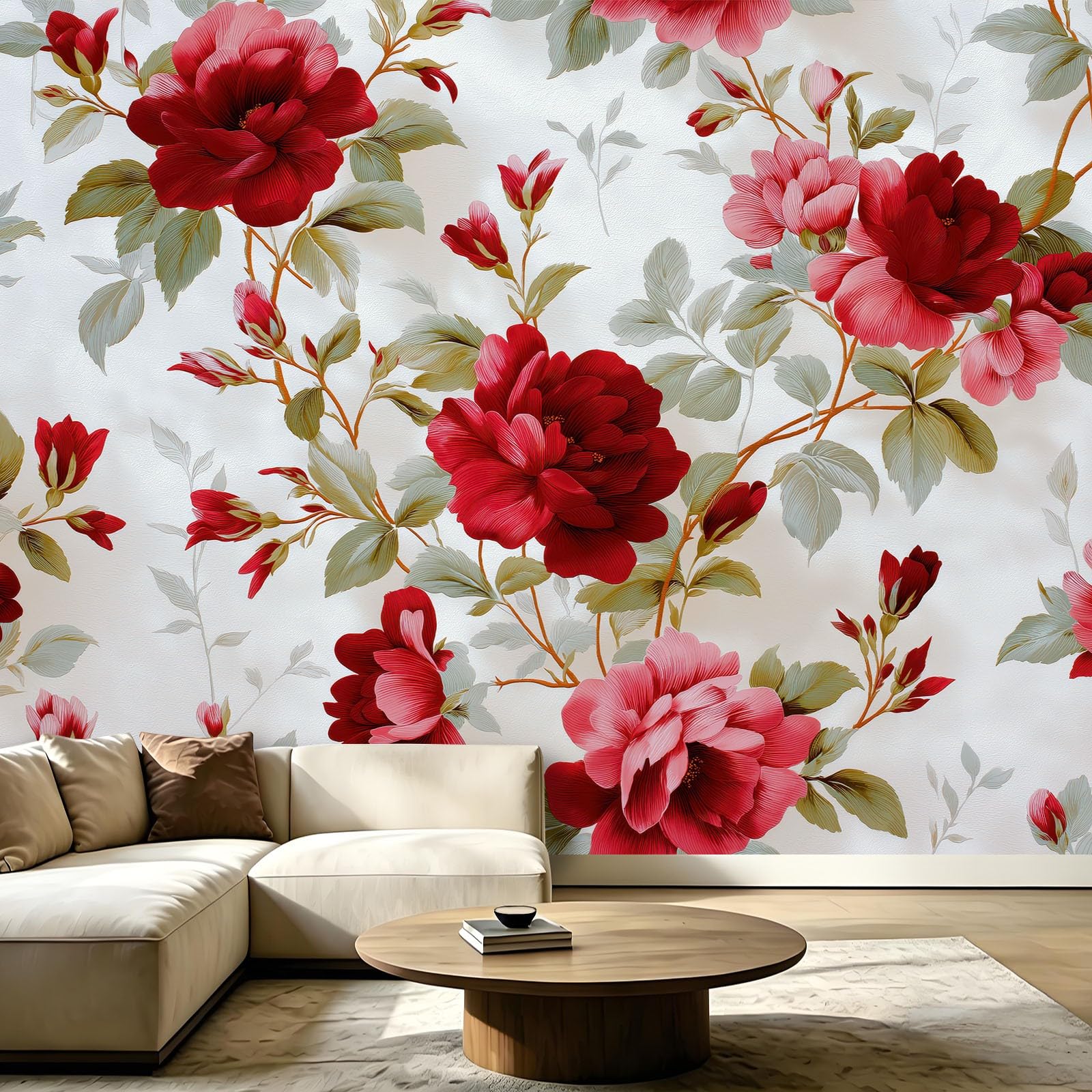 Papel pintado fotográfico vintage con rosas y flores, efecto 3D, XXL, 200 x 140 cm, papel pintado no tejido blanco para pared, para restaurante, dormitorio, estudio fotográfico