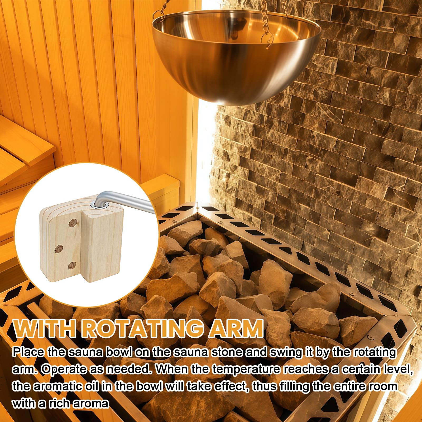 Bol aromatique pour sauna en acier inoxydable 12 cm - Bol de sauna suspendu doré