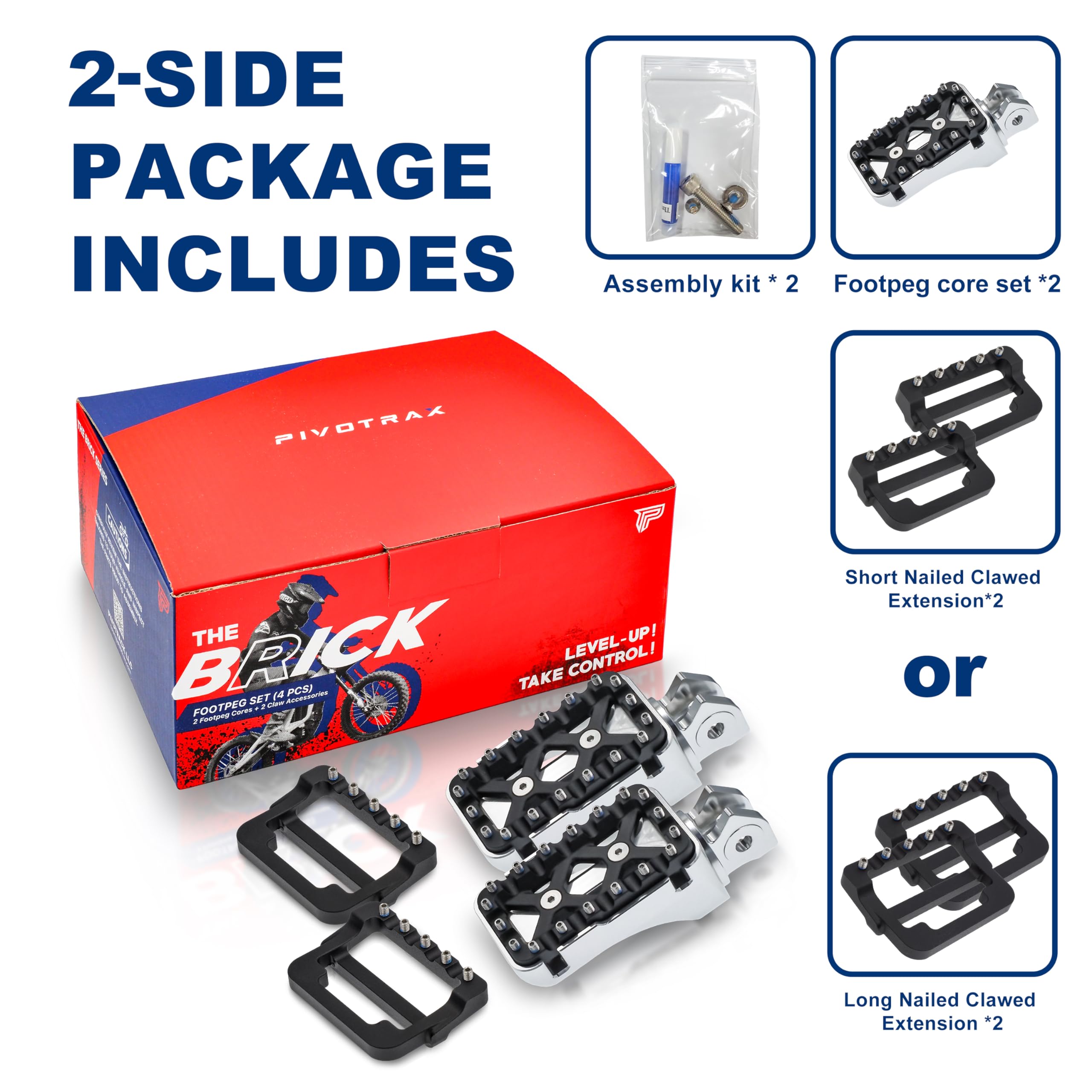 Amazon.com: PIVOTRAX-The Brick Series - Foot Peg Set 4 Pcs (2