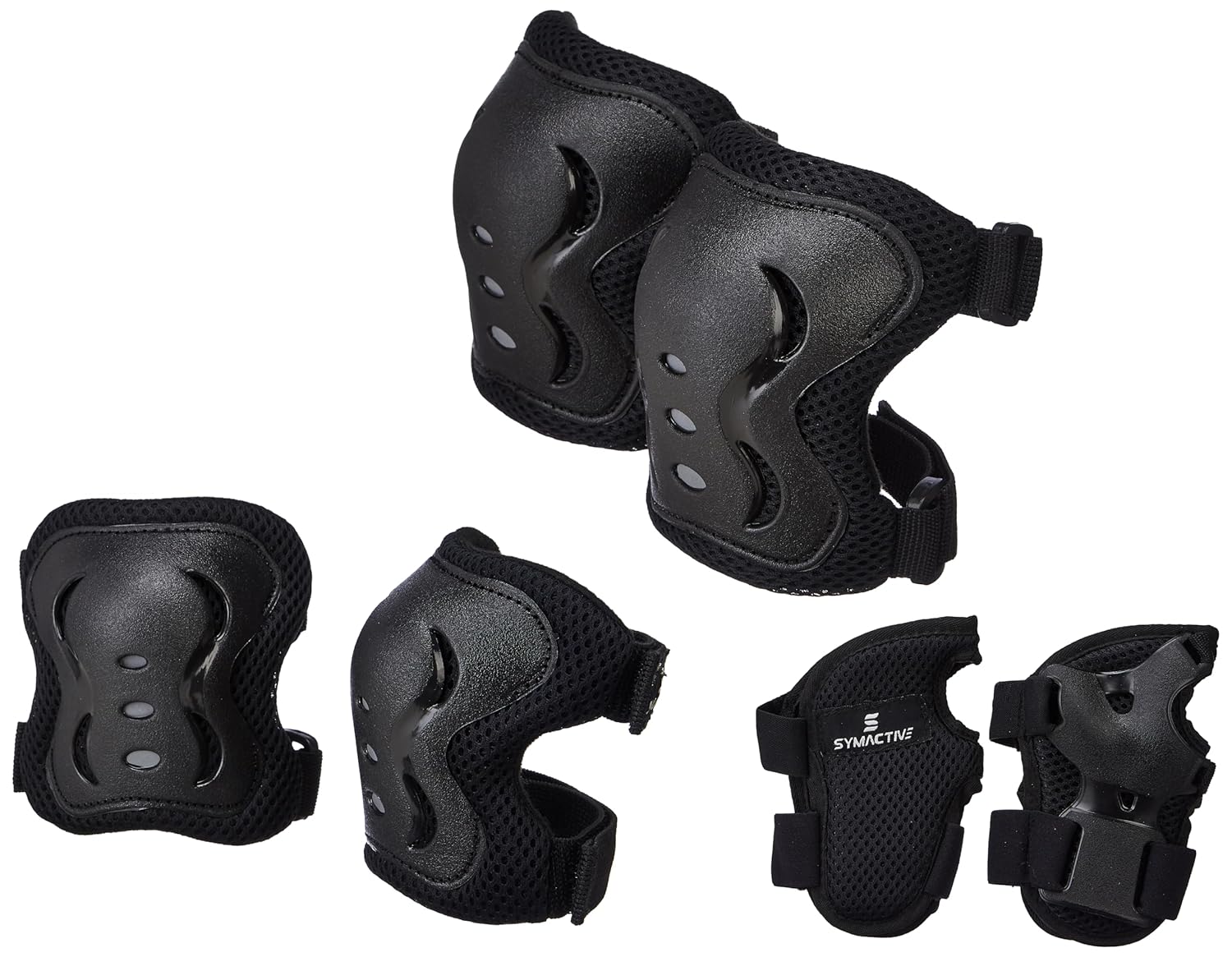 Amazon Brand – Symactive Professional Protective Gear Set (Knee/Elbow/Wrist Guard) for Skateboarding, Roller Skating, Inline Skating, Cycling and Other Sports Kids, Boys and Girls (Medium, Black) Amazon Brand – Symactive Professional Protective Gear Set (Knee/Elbow/Wrist Guard) for Skateboarding, Roller Skating, Inline Skating, Cycling and Other Sports Kids, Boys and Girls (Medium, Black)