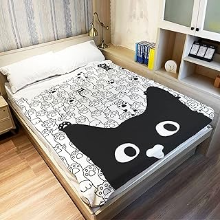 YISUMEI Cat Paw Throw Blanket Black Cat Pattern Paw Sketch Fleece Blanket Soft Warm Cozy for Kids Adult Gifts 60