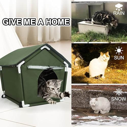 Miniatura 5 de Casa para gatos al aire libre, resistente a la intemperie, casa para gatos al aire libre, casa para gatos con alfombrilla y clavos para exteriores,