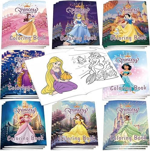 Miniatura 1 de Juego de 24 libros de princesa para colorear a granel para niñas y niños, mini libro de dibujo de bricolaje para regalos de fiesta de princesa,