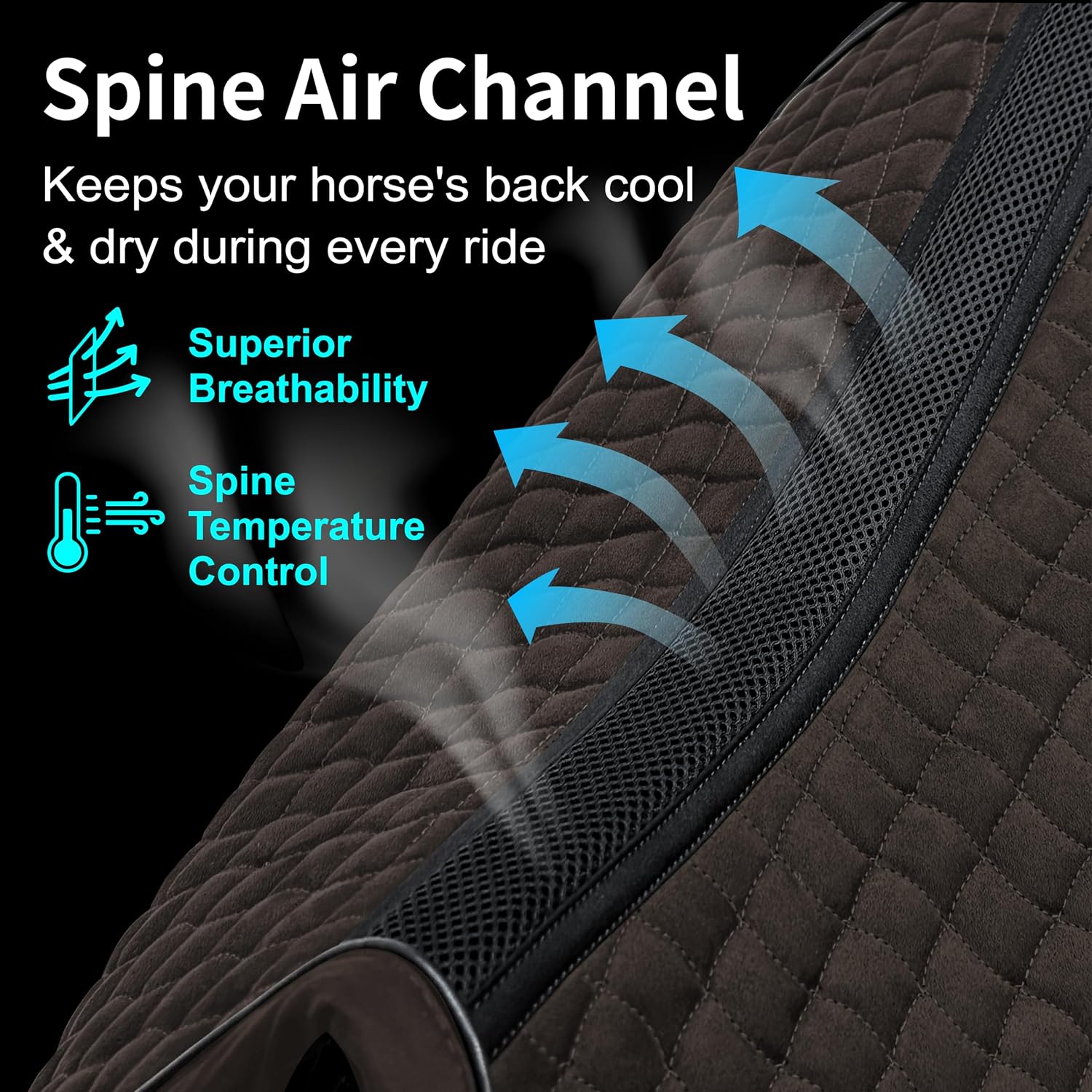 EQUINEWAVE Aria Soft Suede Jump Saddle Pad – Breathable Moisture-Wicking Lining, Shock-Absorbing Cushion, Contoured Spine, English All Purpose Saddle Pad
