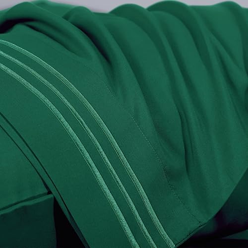 Miniatura 4 de CozyLux Juego de 2 fundas de almohada King de lujo serie 1800 de microfibra de doble cepillado bordadas, paquete de 2 fundas de almohada de 20 x 40