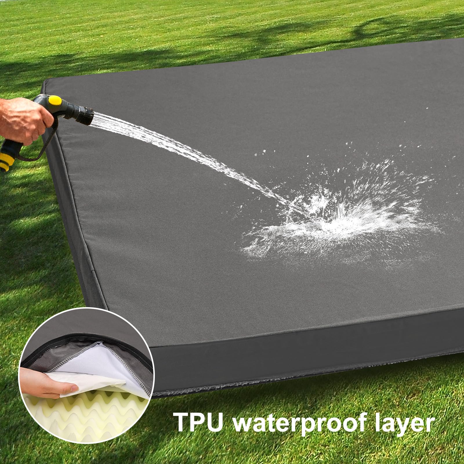 Cama Ortopédica para Perros, Colchón Impermeable Lavable con Funda Removable, Alfombrilla de Espuma de Huevo Reversible, Gris (91x68x7)