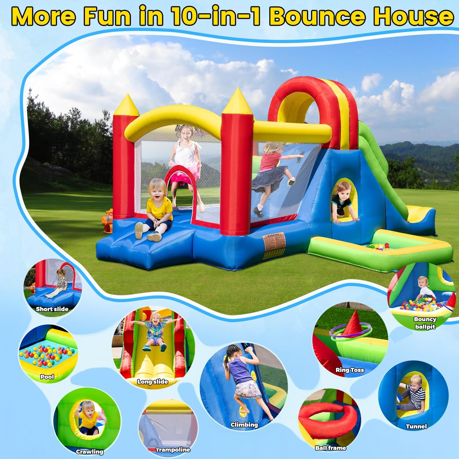 Ballsea Gran Castillo Hinchable para Niños (4,7 × 3,3 × 2,1 m)