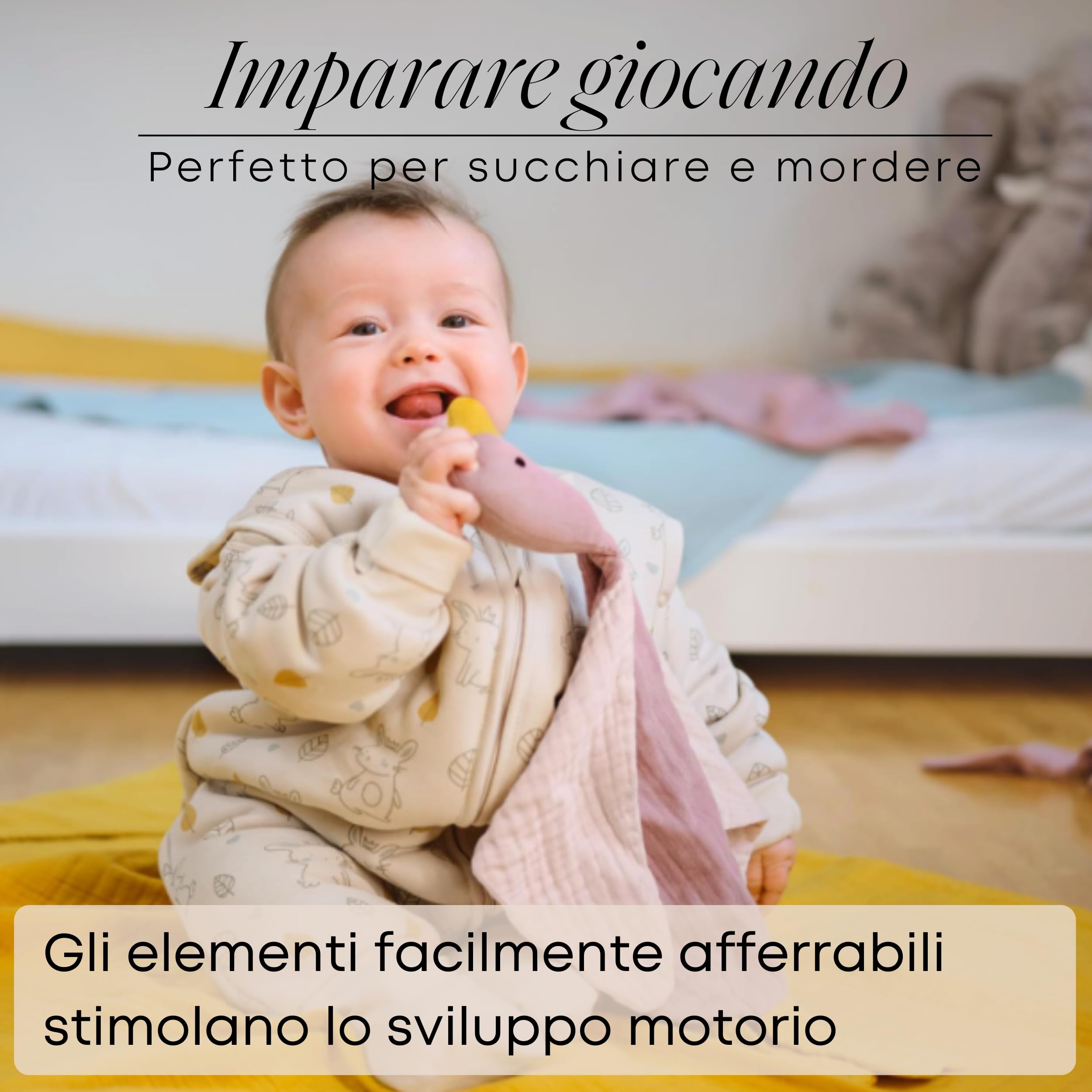 Panno Morbido Anatra | Cotone Mussola | Regalo di Nascita per Maschi & Femmine | Giocattolo per Bambini | GOTS | Dusty Rose