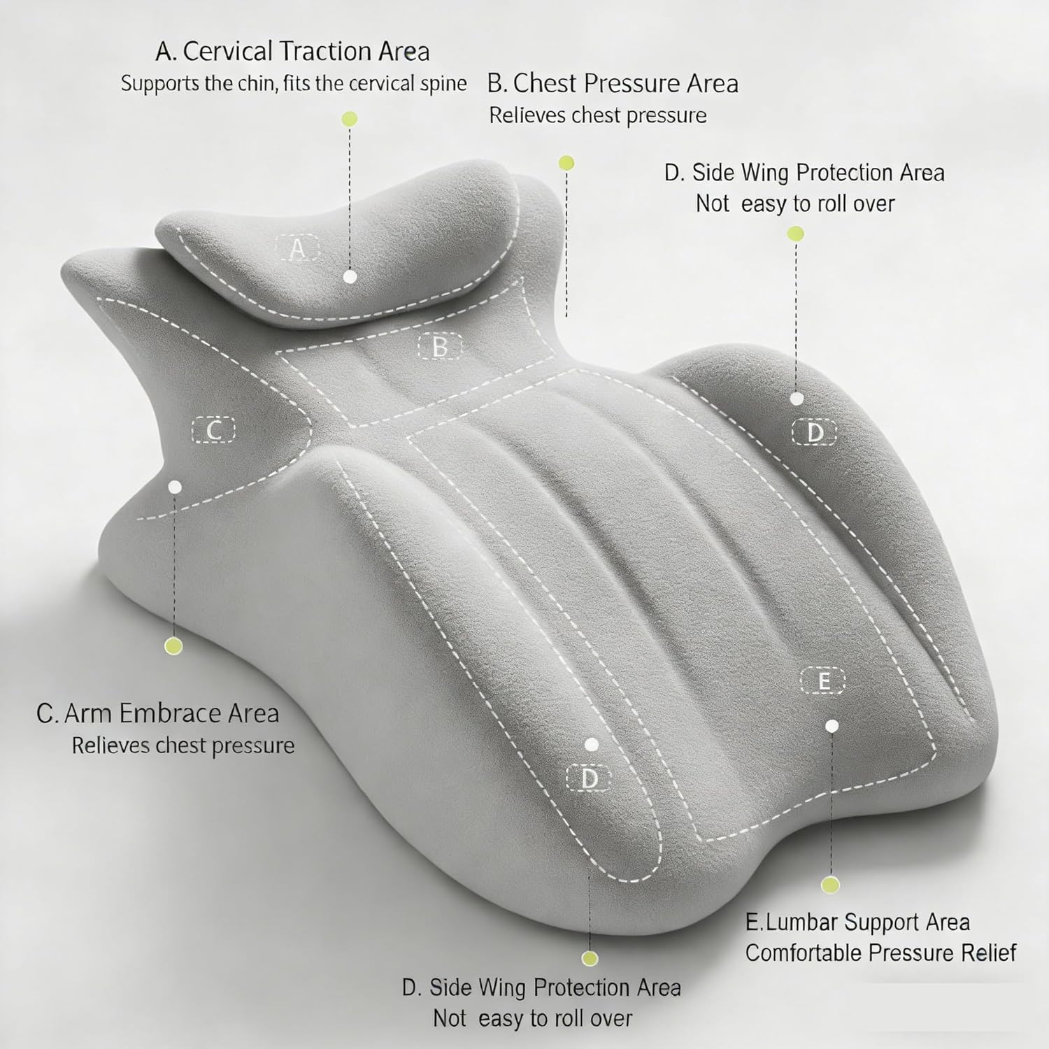 Reading Pillow, Bed Backrest Pillow with Arms for Adults & Kids, Shredded Memory Foam Back Support Pillow for Sitting Up in Bed, Couch and Bedrest