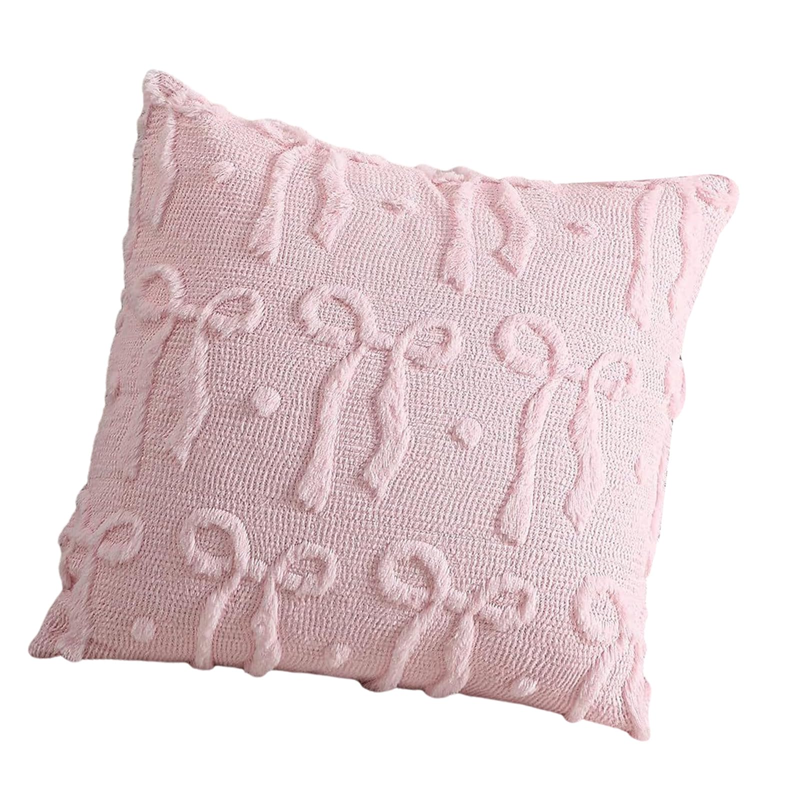 Elnwnnkc Pillow Cover with Decorative Bowknot Light Cushion Cover for Living Room Bedroom Decoration Pet Friendly Plush Pillow