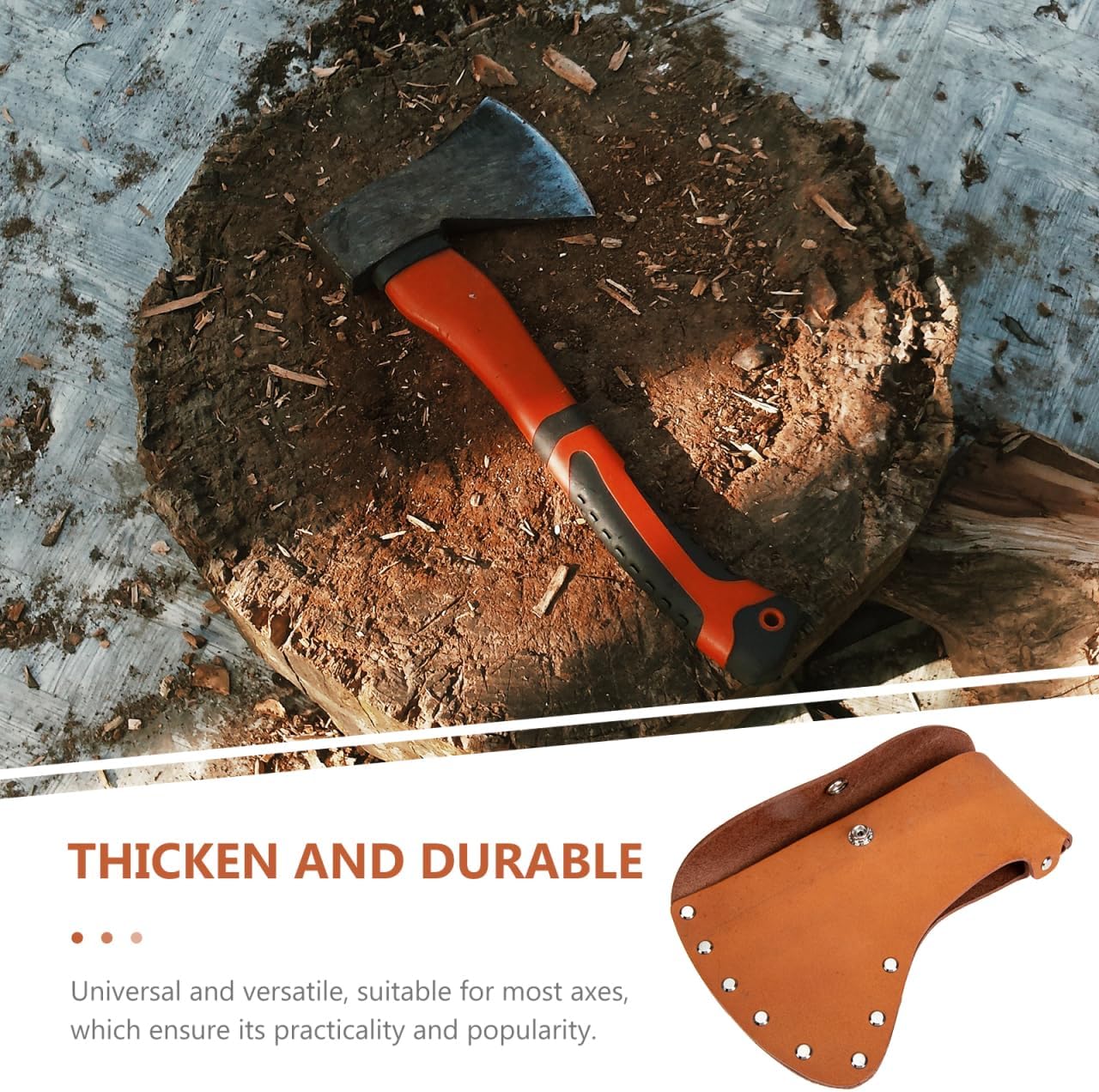Cattlehide Axe Sheath Protective Cover Portable Hatchet Sleeve Universal Fit Camping Axe Head Protector 8.26X5.51X1.96In Outdoor Tool Storage