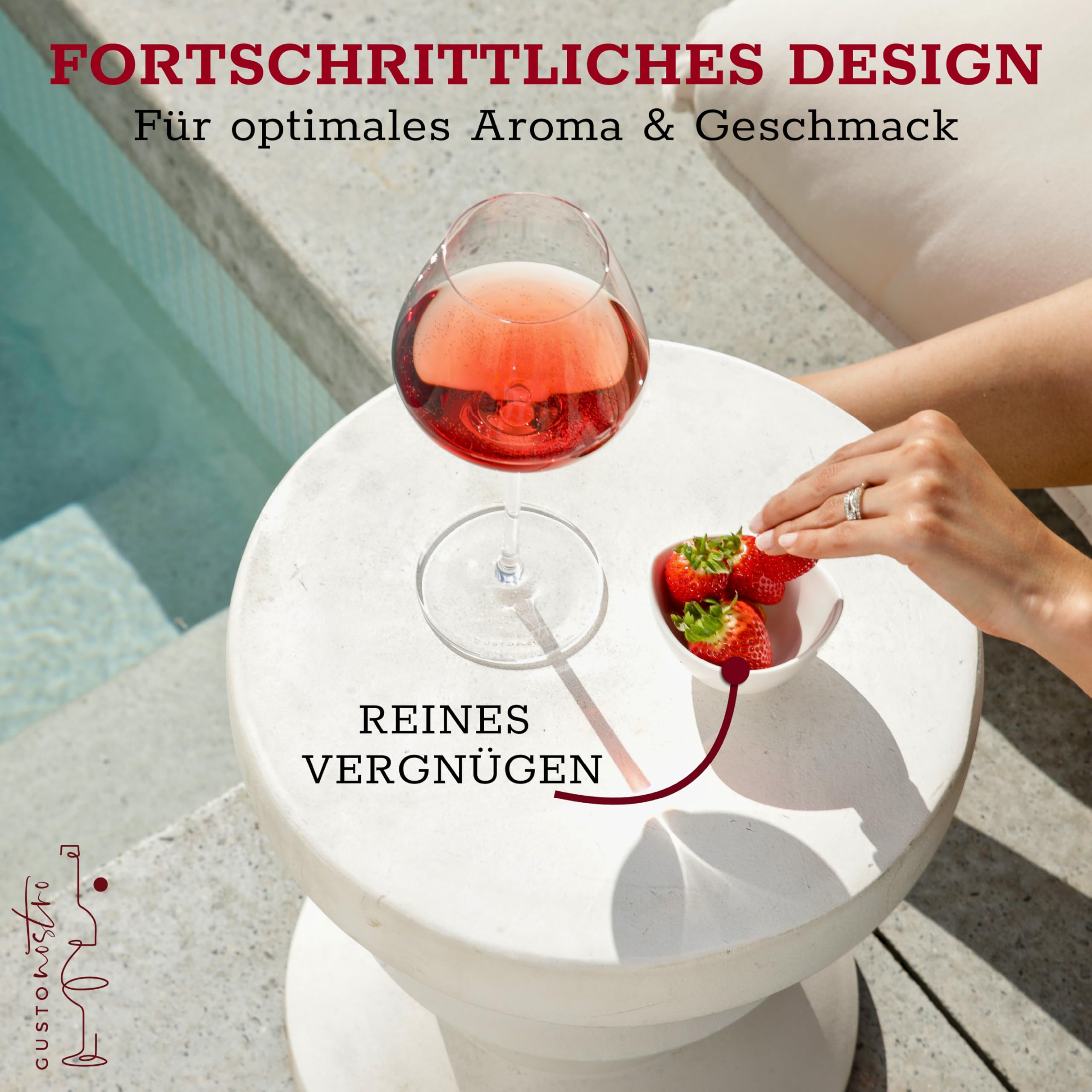 Gusto Nostro Weingläser aus Kristallglas, 6er Weingläser Set, Langer Stiel, Für Rot- und Weißwein, Spülmaschinenfest, Schick, Elegant, Groß und Hoch, für Hochzeiten, Weihnachten, Jubiläen (650 ml)