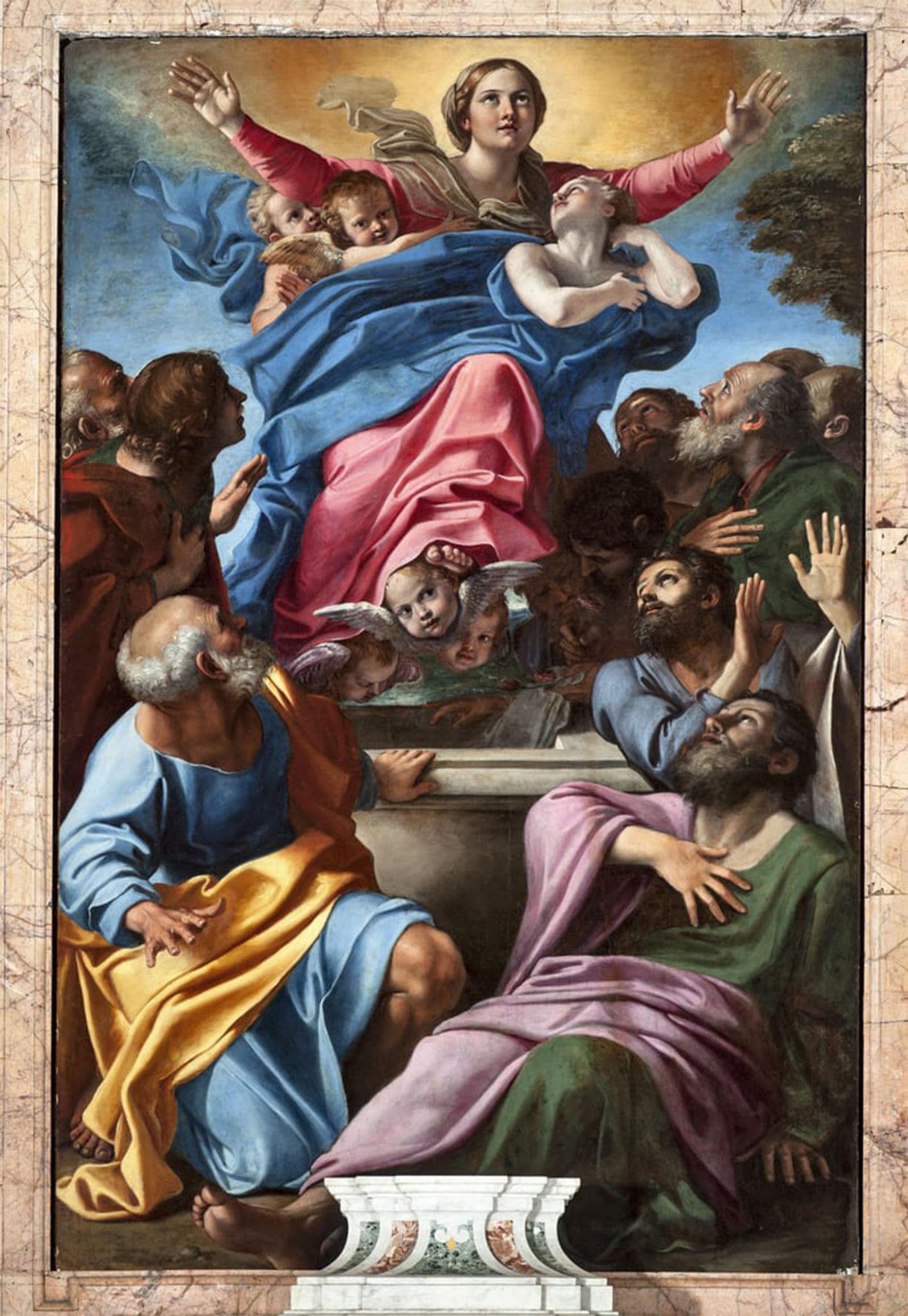 Posteriik No Frame Vintage Print Pop Art Landscape Artwork The Assumption Of The Virgin By Annibale Carracci Art Prints For Office Home Decor 60X90cm