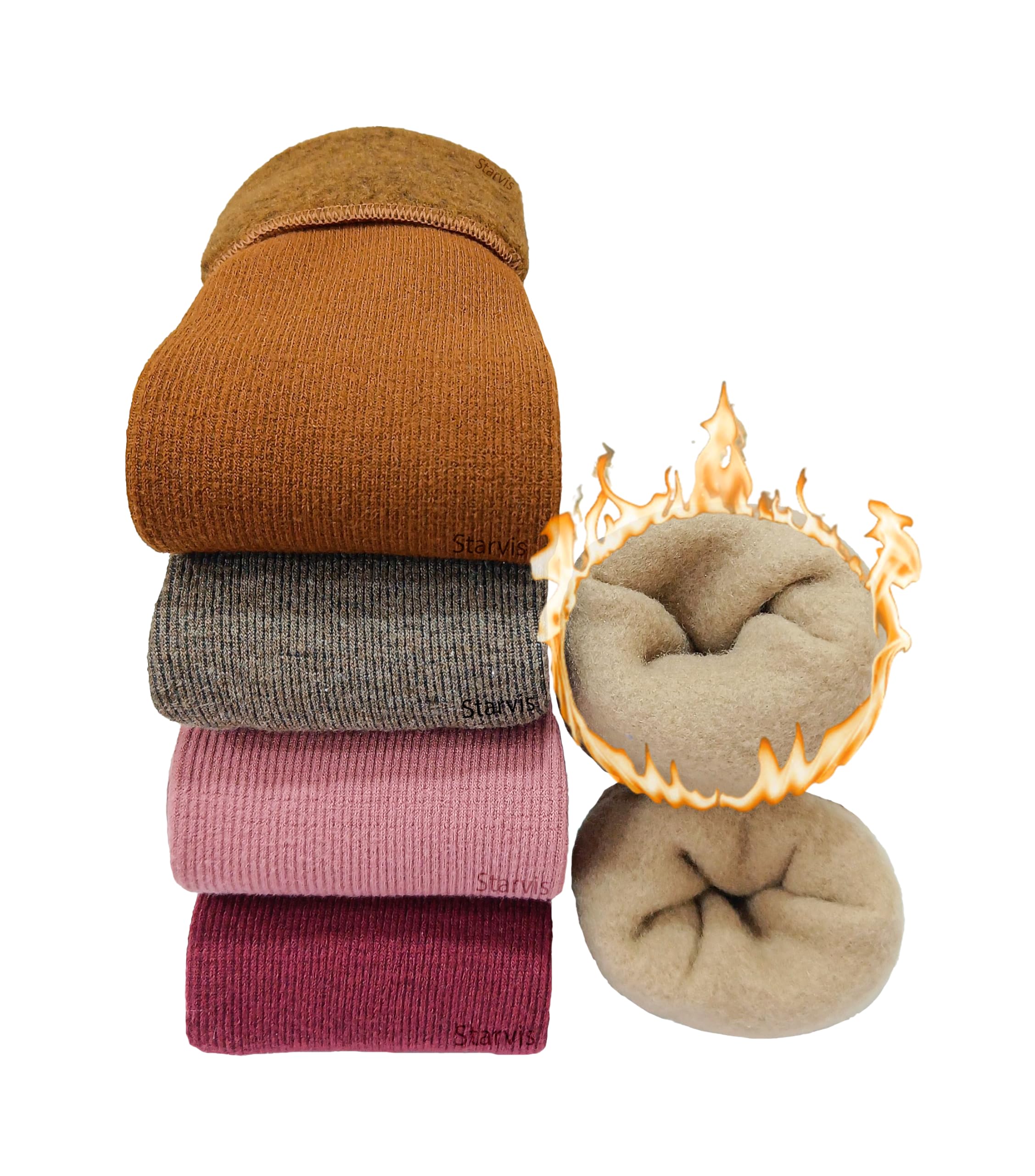 STARVIS Heavy 3pair Thermal Wool Winter Socks - Soft, Thumb toe Insulated & Heat-Retaining Woolen Socks for Cold Weather - Unisex Cozy, Thick, Ribbed Design - Ideal for Winter Outdoors & Indoors-picture-21