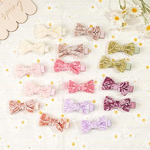 CLLOT Velvet Fully Lined Baby Girl Bows Hair Pins Tiny 2" Hair Bows Alligator Clips for Infants Toddlers Girls