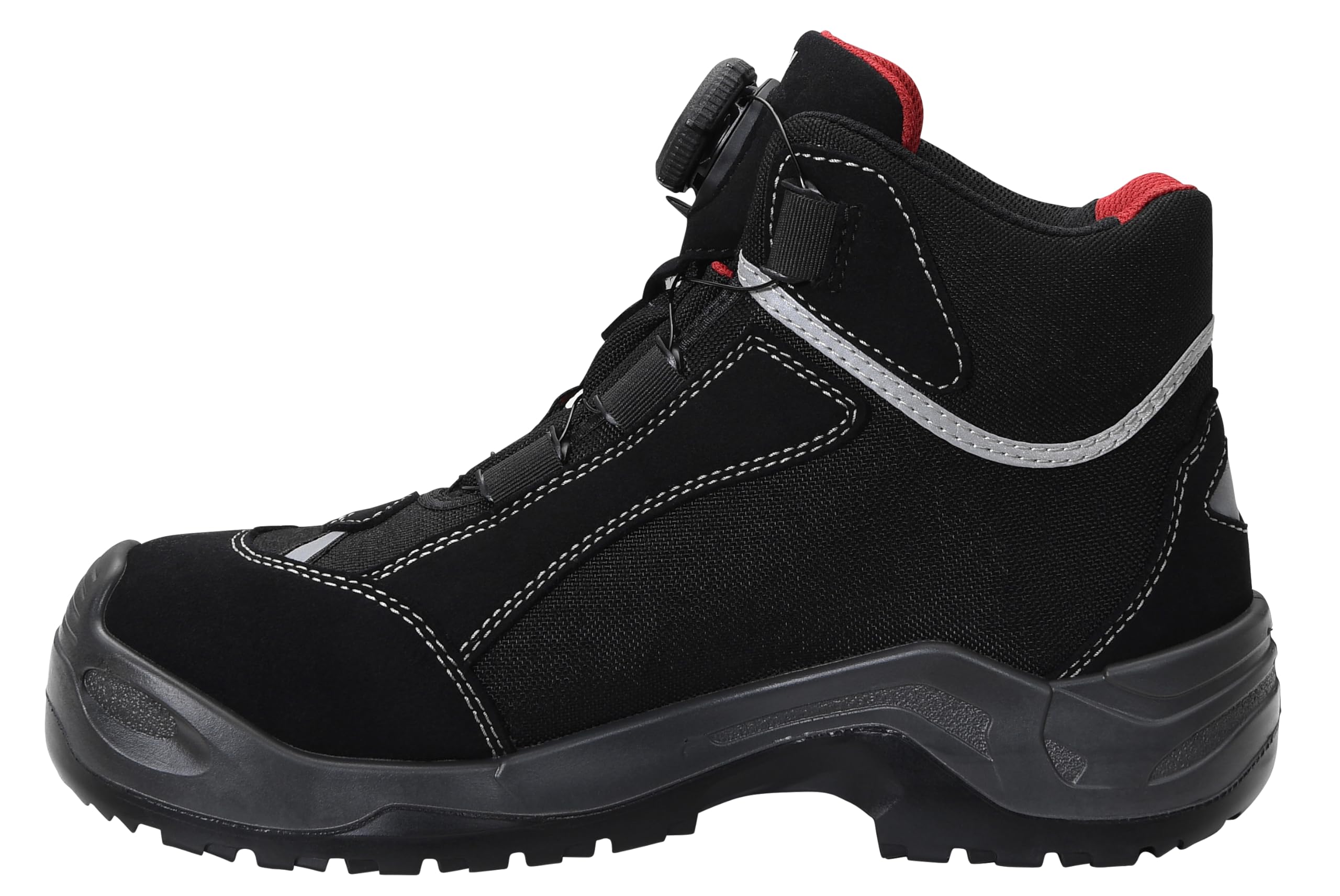 ELTEN Scarpe Antinfortunistiche Sander Boa ESD S3, Uomo, Tessuto, Puntale in Alluminio (più Leggero della Punta in Acciaio), Leggere, Sportive, Nero/Rosso, Misura: 46