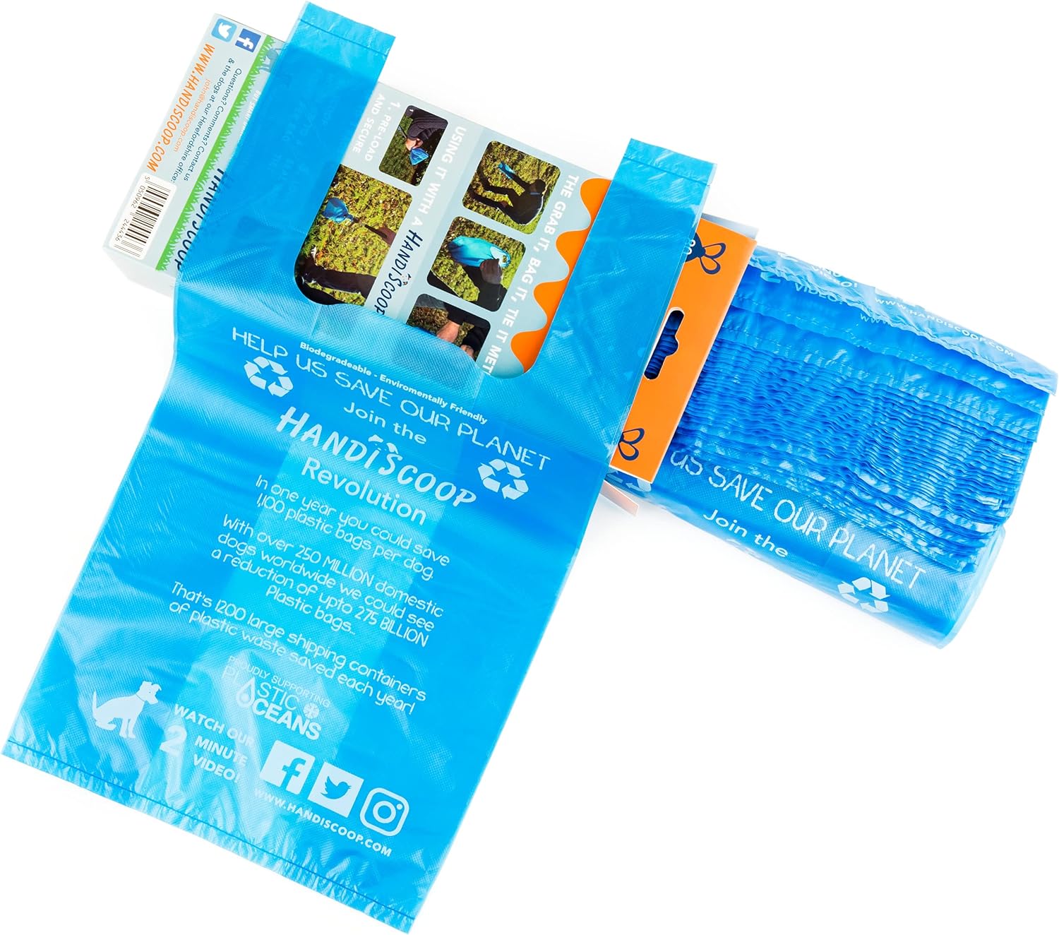 HandiBag Large 5L Easy-Tie Scented Dog Waste Bags – 80 Pack
