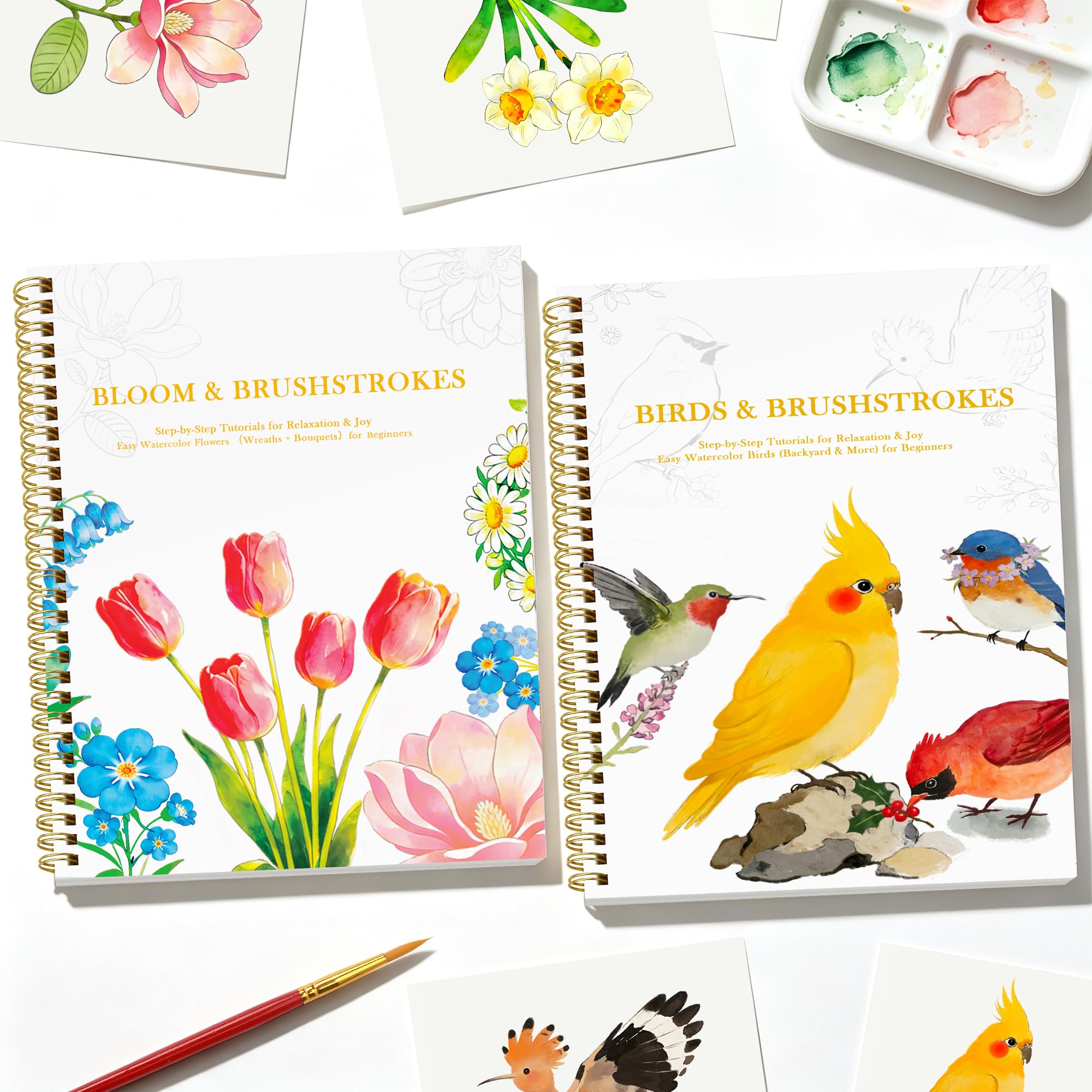 Watercolor Workbook for Beginners - Floral Painting Kit -14