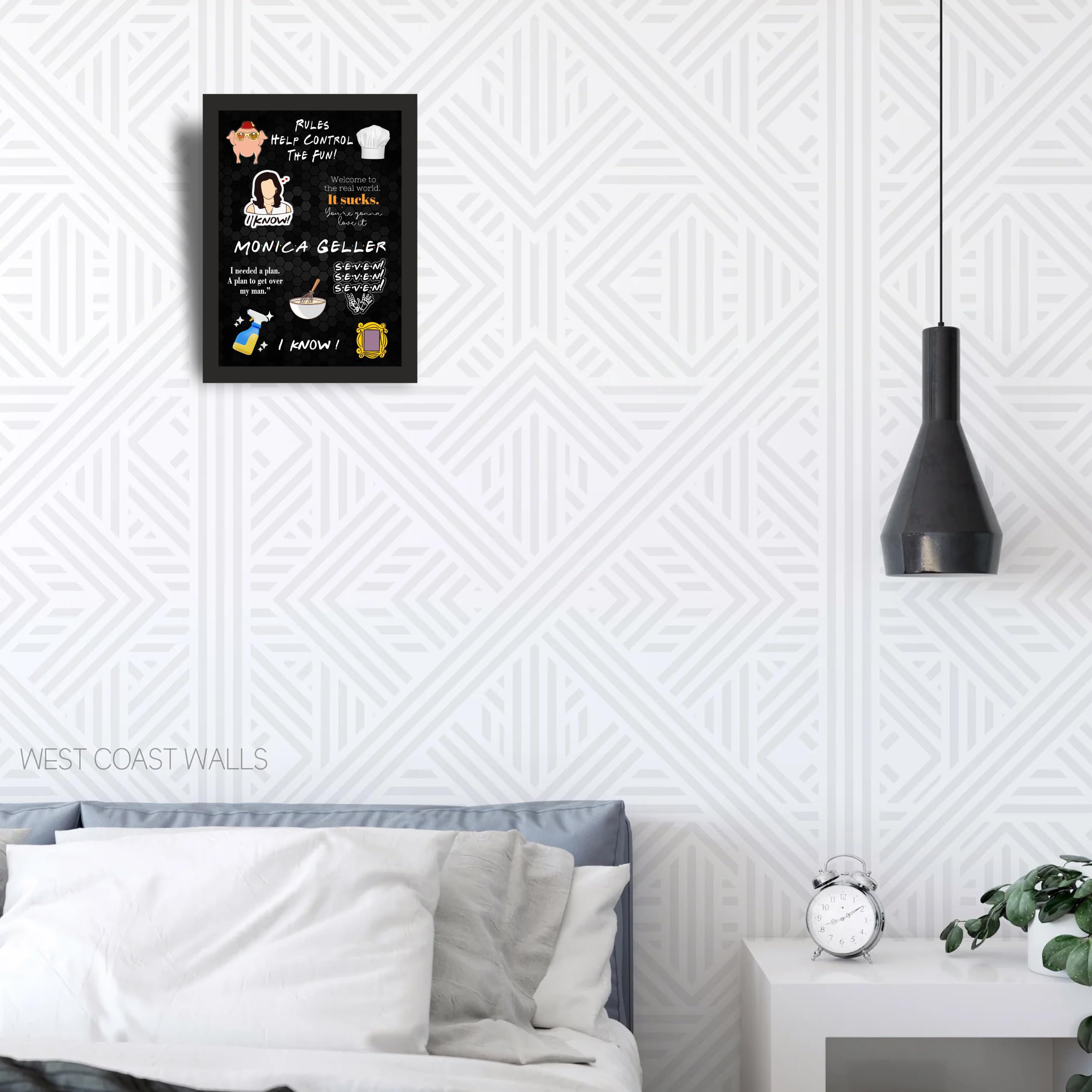 Friends Monica Black Quote Collage Photo Frame A4 Wall Art