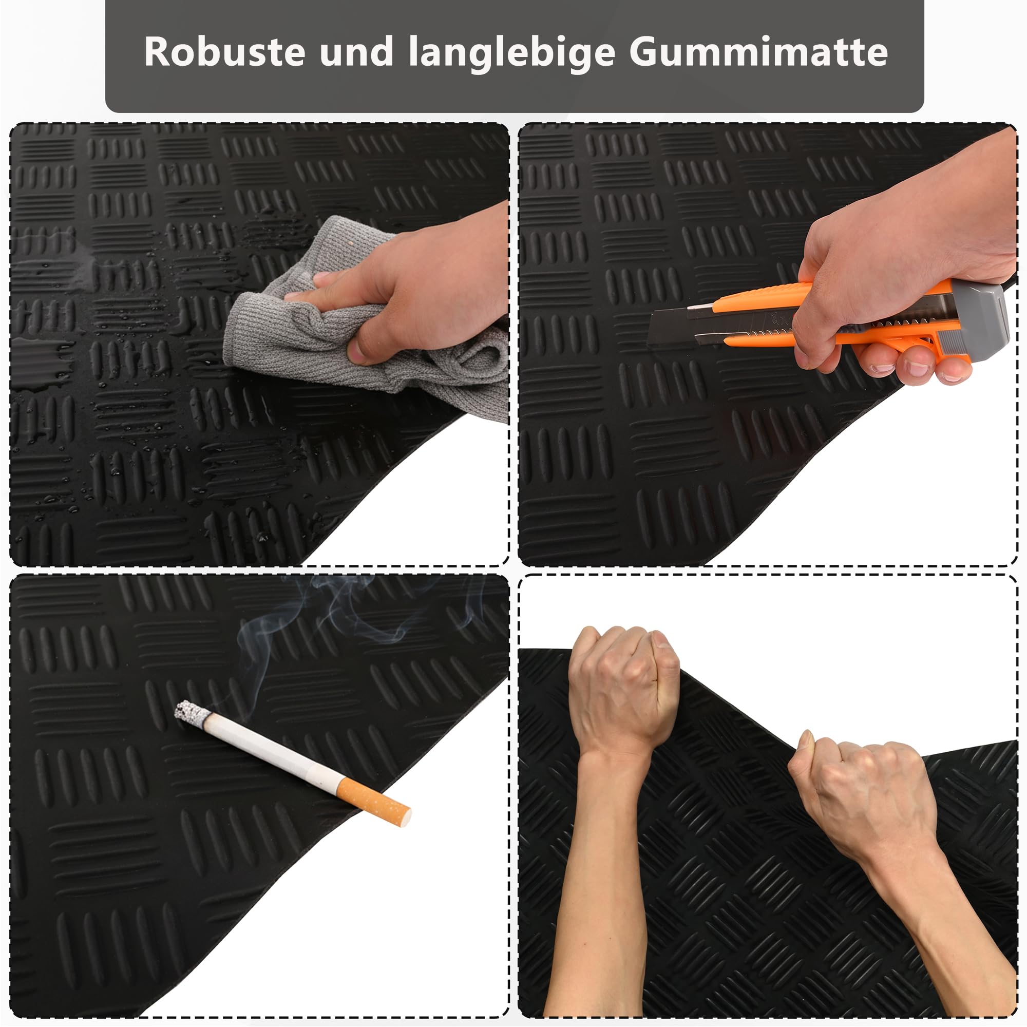 uyoyous Tapis en caoutchouc strié au mètre - 300 x 100 cm - Pour garage | Tapis en caoutchouc de 3 mm d'épaisseur - Pour garage - Antidérapant - Protection du sol - Noir