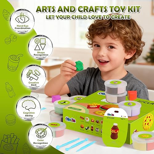 Miniatura 6 de Kits de arcilla Air Dry  12 cajas de arcilla mágica para modelar para niños, tema de comida para fiestas, arte de bricolaje, textura ultrasuave,