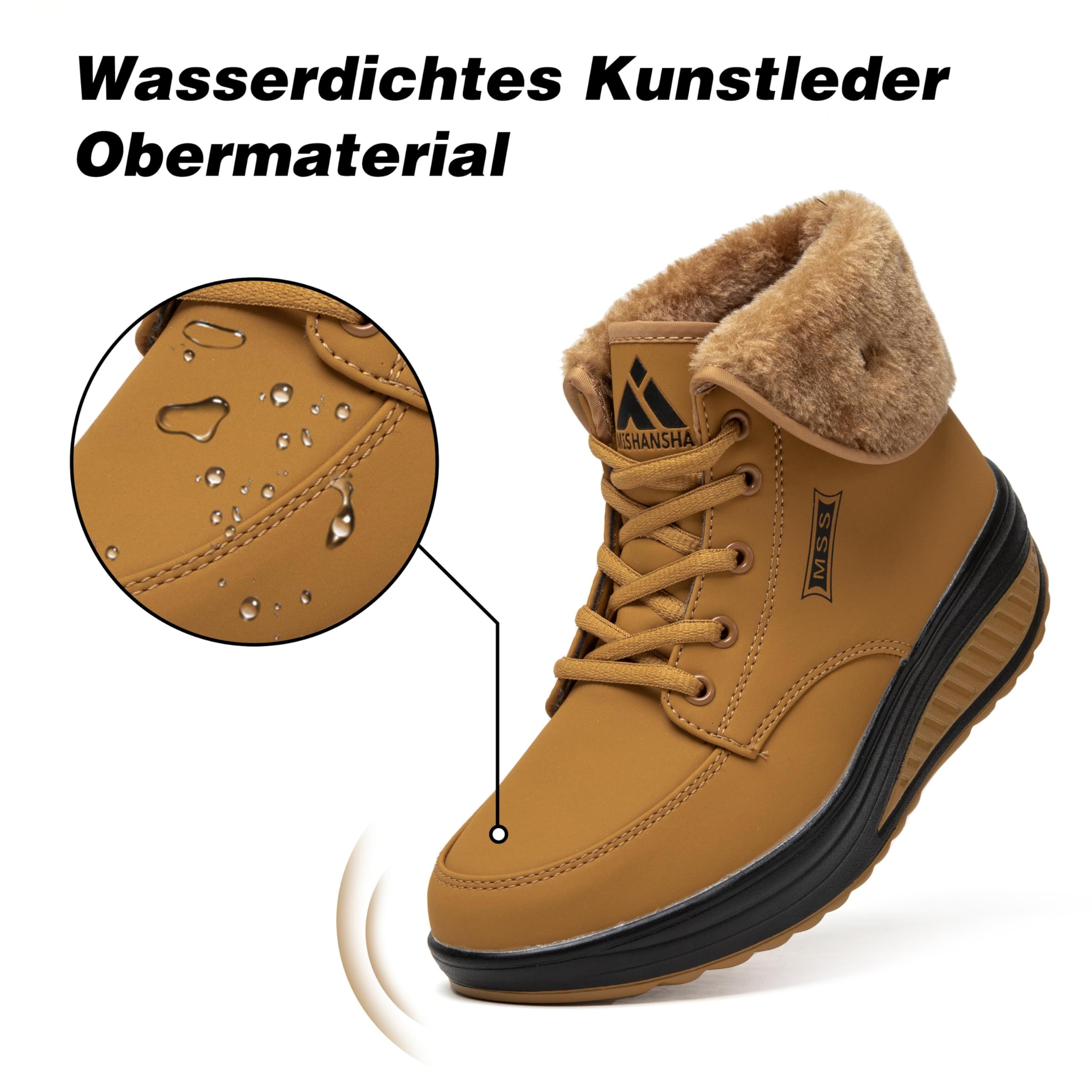 Mishansha Impermeabile Stivali Scarpe Neve Donna Scarponcini Invernali Calda Boots Antiscivolo Stivaletti All'Aperto Gr.36-42