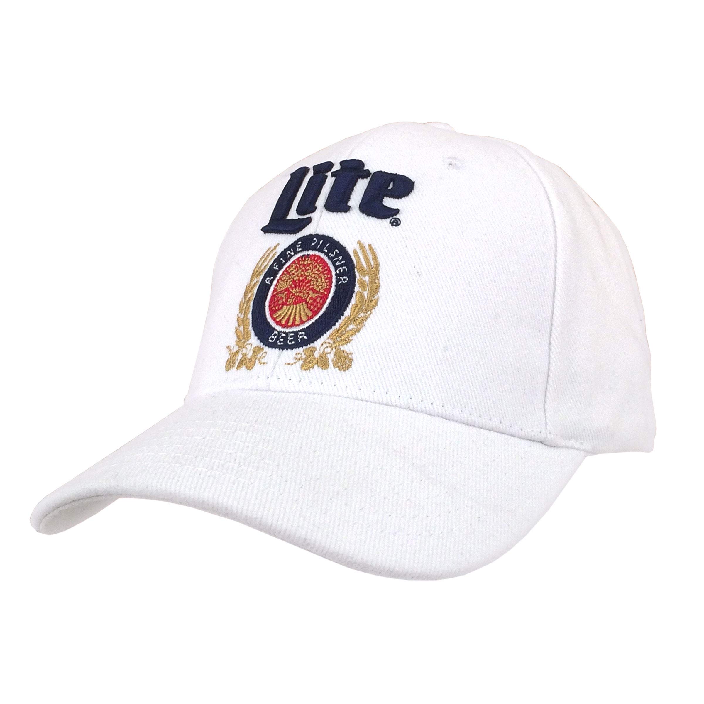 Miller Lite Hat - Miller Light Beer Brand Baseball Cap (White)
