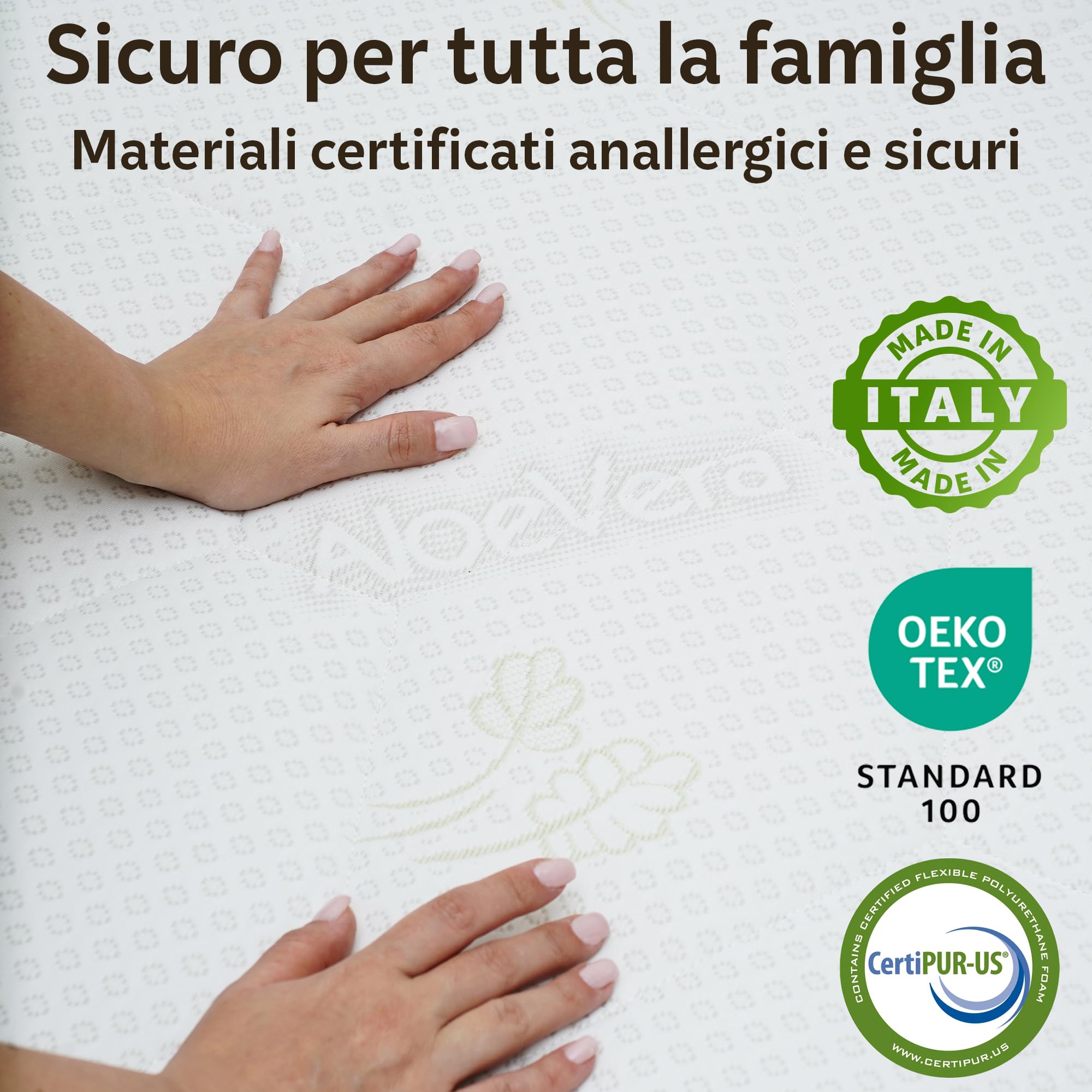 Materassi Russo - Materasso Una Piazza e Mezza 120x200 in Memory Foam e Waterfoam, Alto 20 cm, Ortopedico Semi Rigido, Anallergico e Antiacaro, Tessuto Aloe Vera, Made in Italy