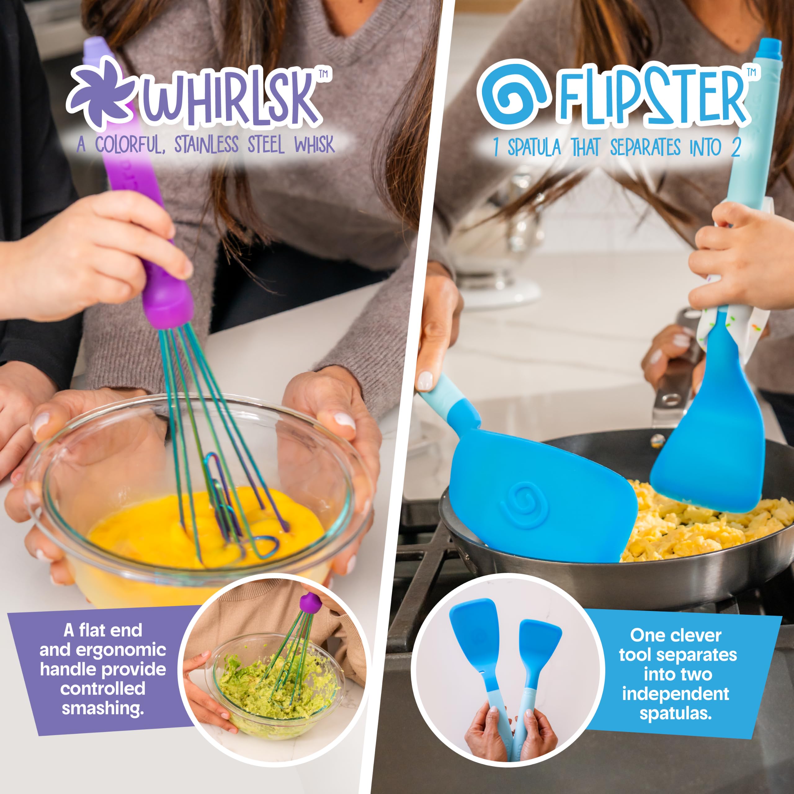 Crayola Kidchen - Set di 5 utensili da cucina creativi per bambini, con spatola 2 in 1, frusta in acciaio inox e mestolo, in silicone alimentare colorato, regalo da cucina per bambini, dai 5 anni in