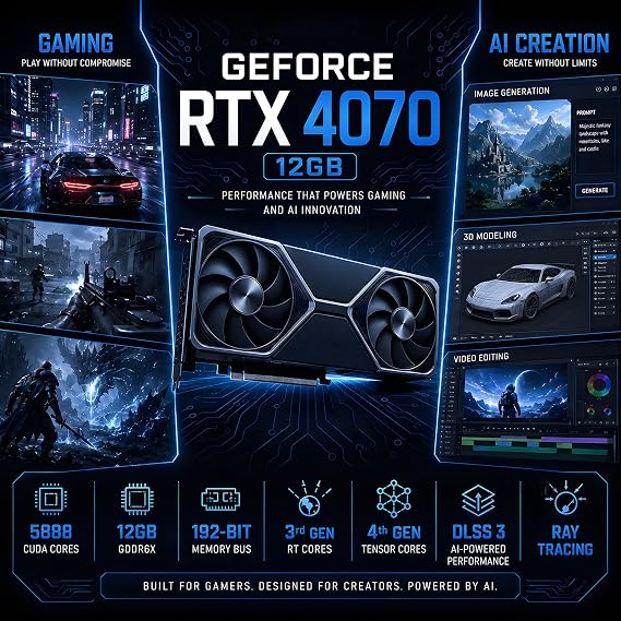 Mini PC Gaming, Desktop Computer i7-13700F 16 Cores Upto 5.2GHz, 32G DDR5, 1T M.2 PCIE4.0 SSD, Windows 11 Pro, GeForce RTX4070 12G, Four Display, 8K@60Hz Outputs, Dual LAN, WiFi6E/BT5.3