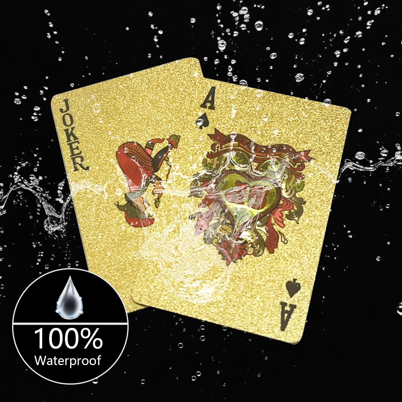 WJIASI Plastic Playing Cards - Waterproof, Washable Deck of Cards (UK), Gold, 6 cm x 9 cm x 2 cm - Image 4
