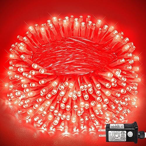 Miniatura 39 de 250 luces LED de Navidad de 82 pies, luces de Navidad blancas cálidas para exteriores, 8 modos, cable transparente, luces de hadas parpadeantes