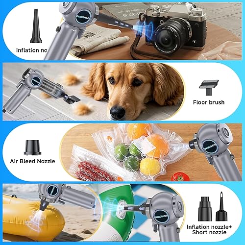 Miniatura 7 de Aspiradora portátil inalámbrica de 20000 PA de alta potencia, mini aspiradora 4 en 1, bomba de soplador de aire comprimido, aspiradora de mano con