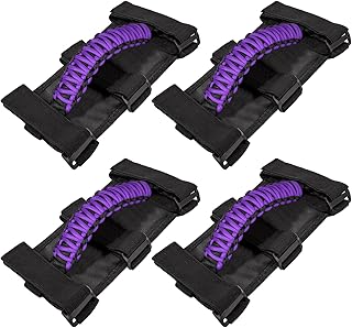 E-cowlboy 4 x Roll Bar Grab Handles Grip Handle for Jeep Wrangler YJ TJ JK JKU JL JLU Sports Sahara Freedom Rubicon Unlimited X Gladiator JT 1955-2022 UTV ATV Premium Paracord (Purple)