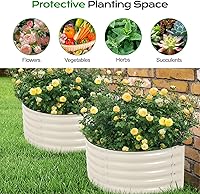 Vista 7 de Aoodor 42" L x 24" W x 17" H Half Moon Galvanized Raised Garden Bed, Durable Semi-Circular Outdoor Planter Boxes for Vegetables, Flowers, and Herbs