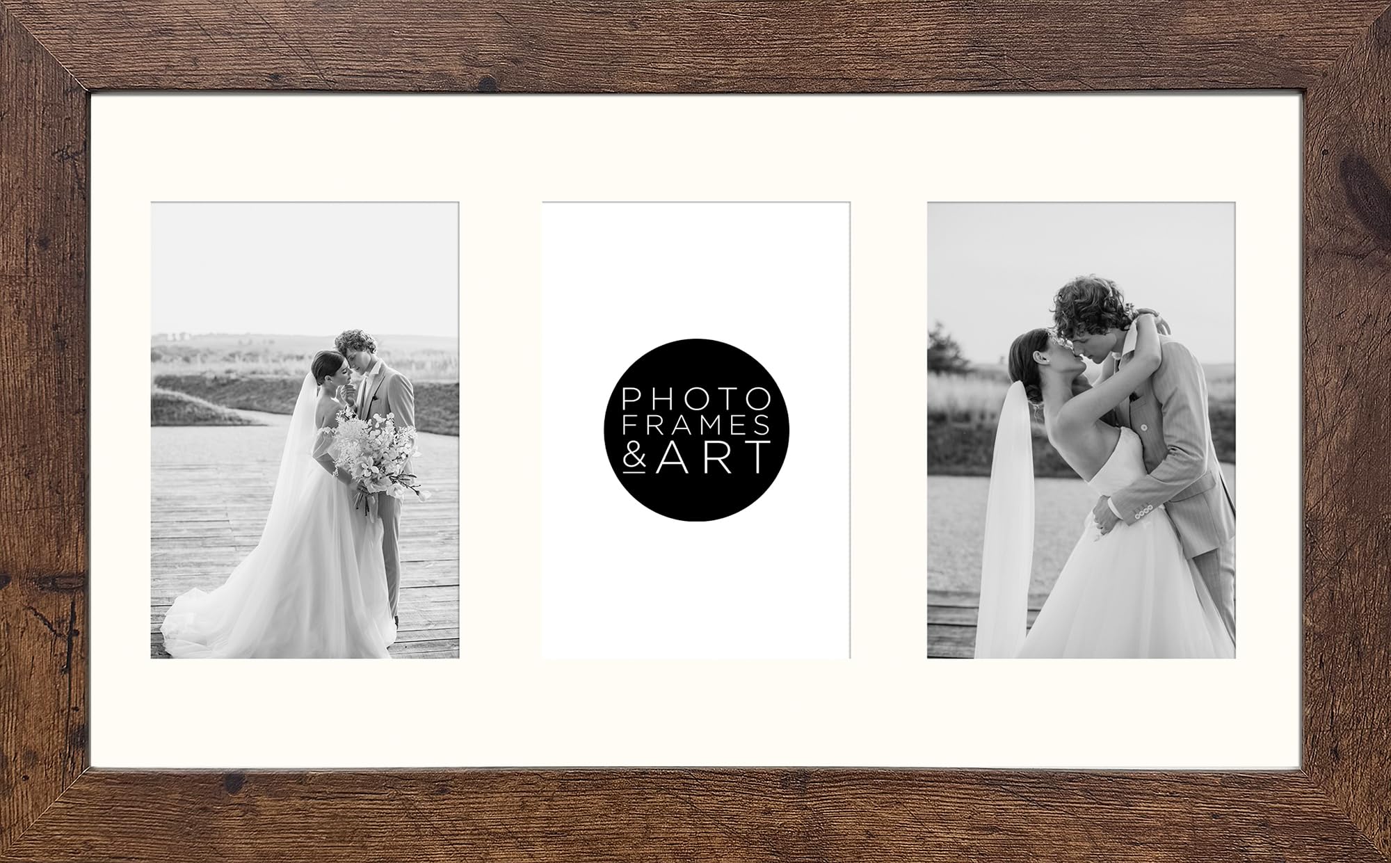 pf+a REAL GLASS Rustic Effect Picture Frames (Rustic Effect, Multi For 3 6x4 Photos)