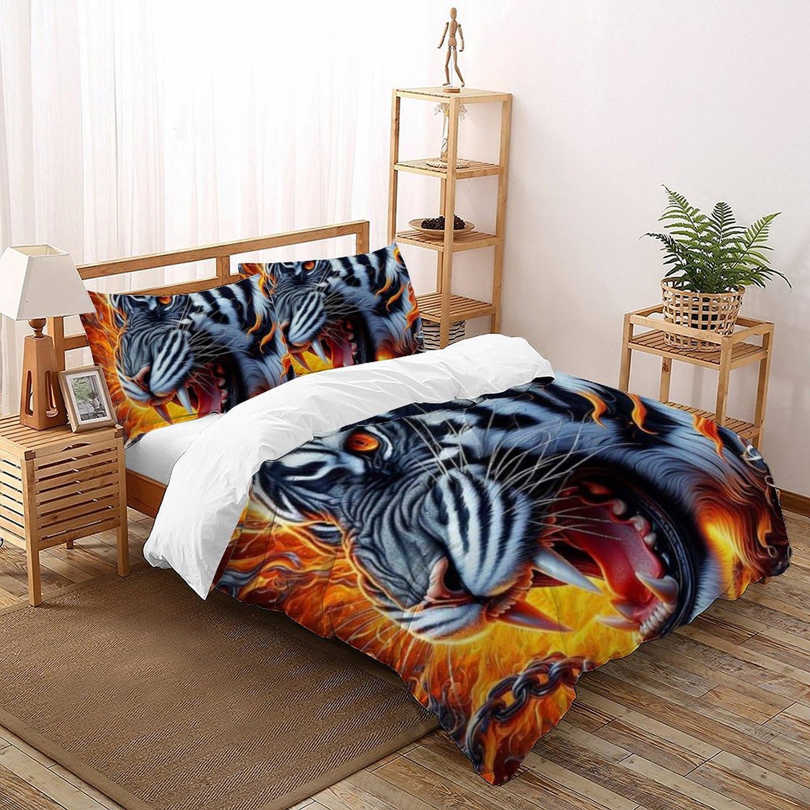 Housse de couette tigre 260x220cm pour transformer la chambre enfant en une aventure sauvage unique