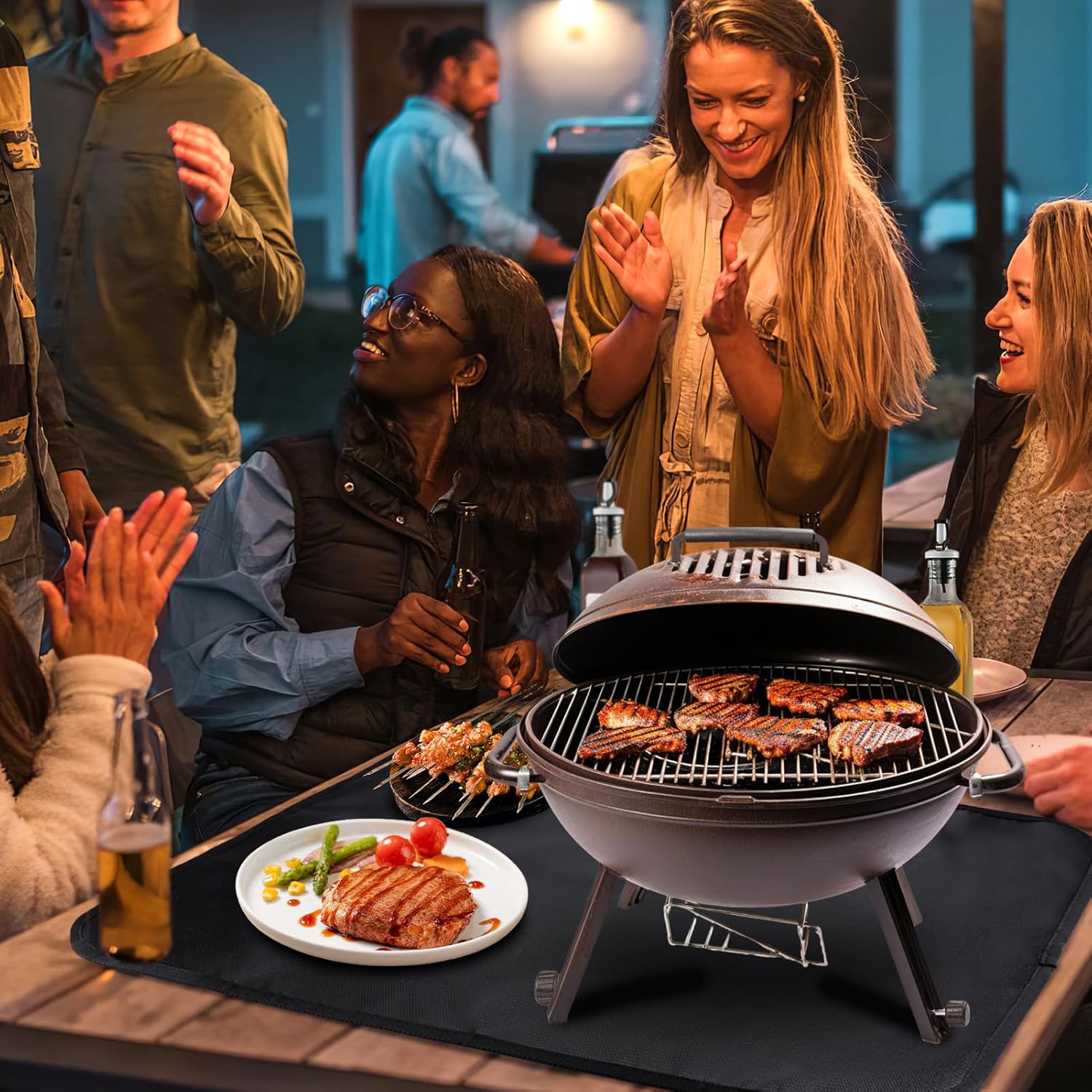 Apipi 25 x 19.5in Fireproof Grill Mat for Outdoor Grill - 2mm Thickened Heat Resistant Mat for Countertop, Easy to Clean & Waterproof & Oil Proof for Protecting Prep BBQ Table - Image 5