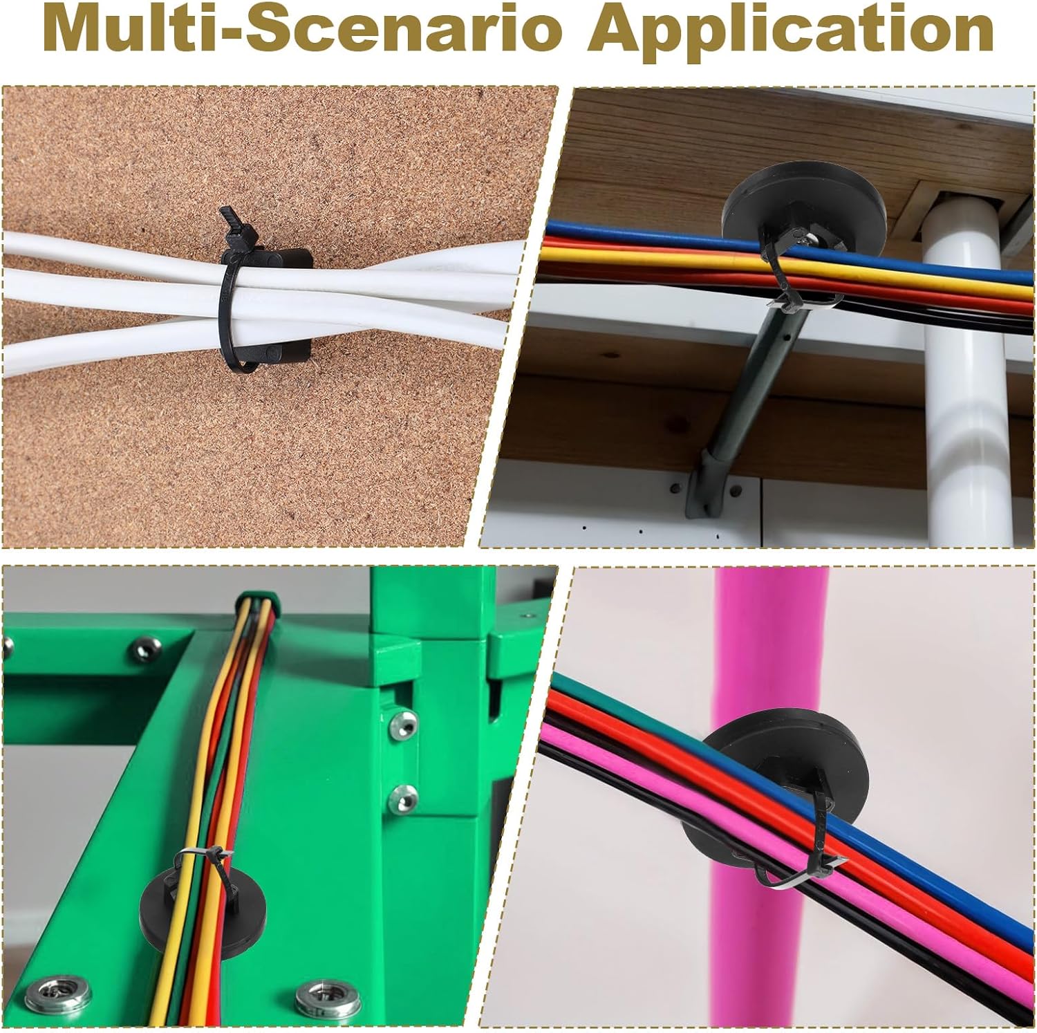 Cable Tie Mount Set, 15 Magnetic Zip Tie Mounts Base Magnetic Wire Holder & 50 Releasable Cable Ties & 20 Cable Zip Tie Saddle Type Mounts Base with Tapping Screws Cable for Wire