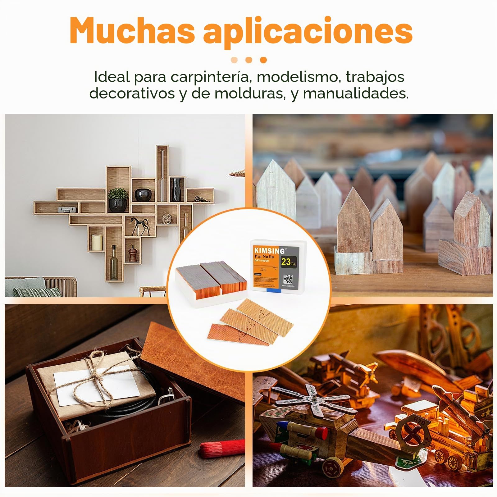 Clavos de cobre KIMSING P620, calibre 23, 10000 unidades/caja, clavos sin cabeza de 20 mm de longitud para clavadoras neumáticas y clavadoras neumáticas
