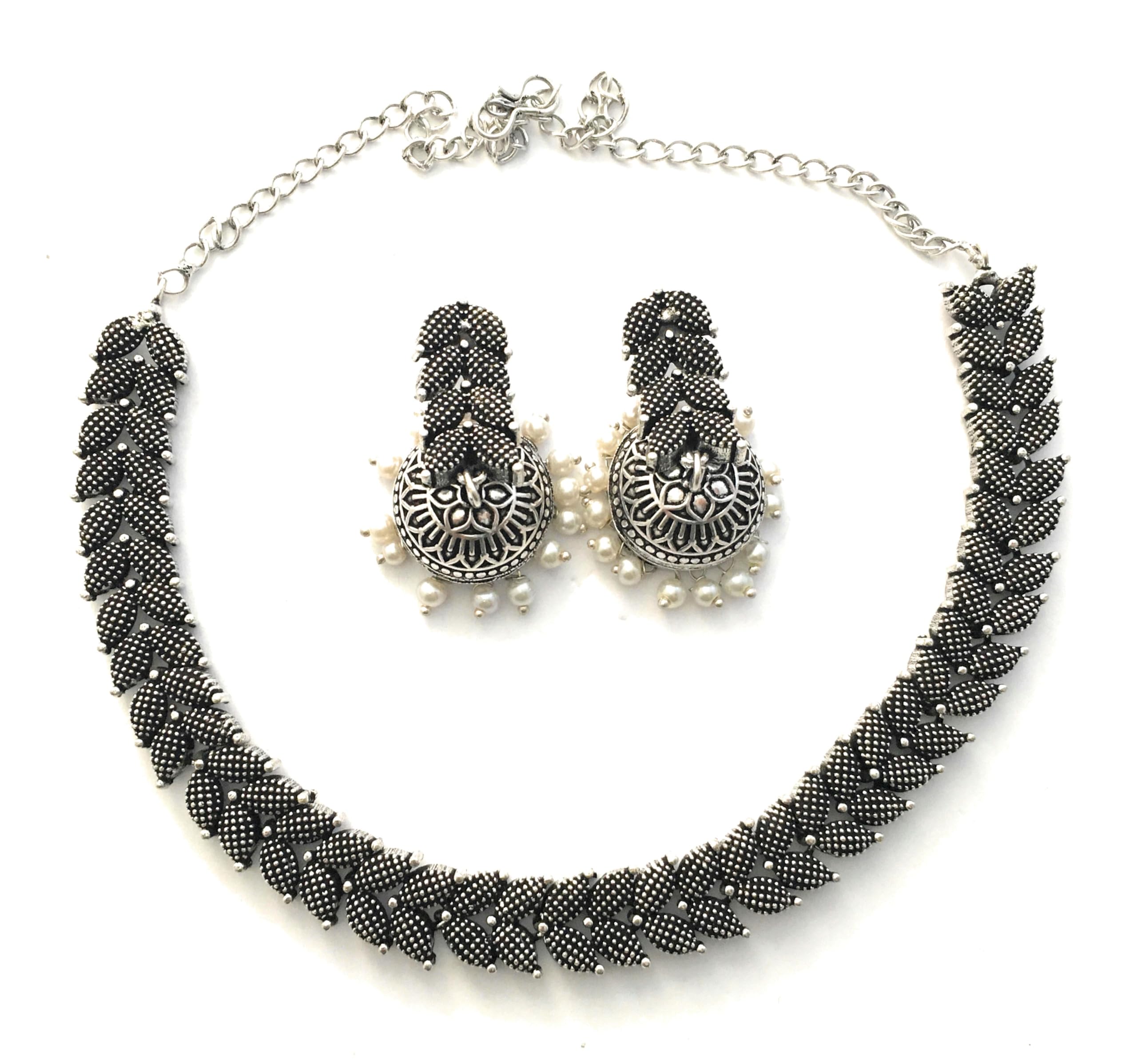 Sasitrends Traditional Leafy Oxidized German Silver Jewellery Set for Women and Girls (B0CJCBCXVT) Amazon Price History, Amazon Price Tracker