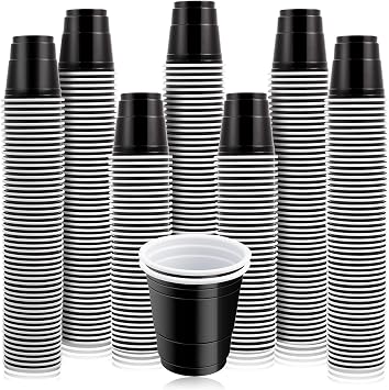 200Pcs 2 oz Black Plastic Shot Glasses, Disposable Mini Party Cups for Drinking, Birthday Parties, Weddings, and Other Occasions