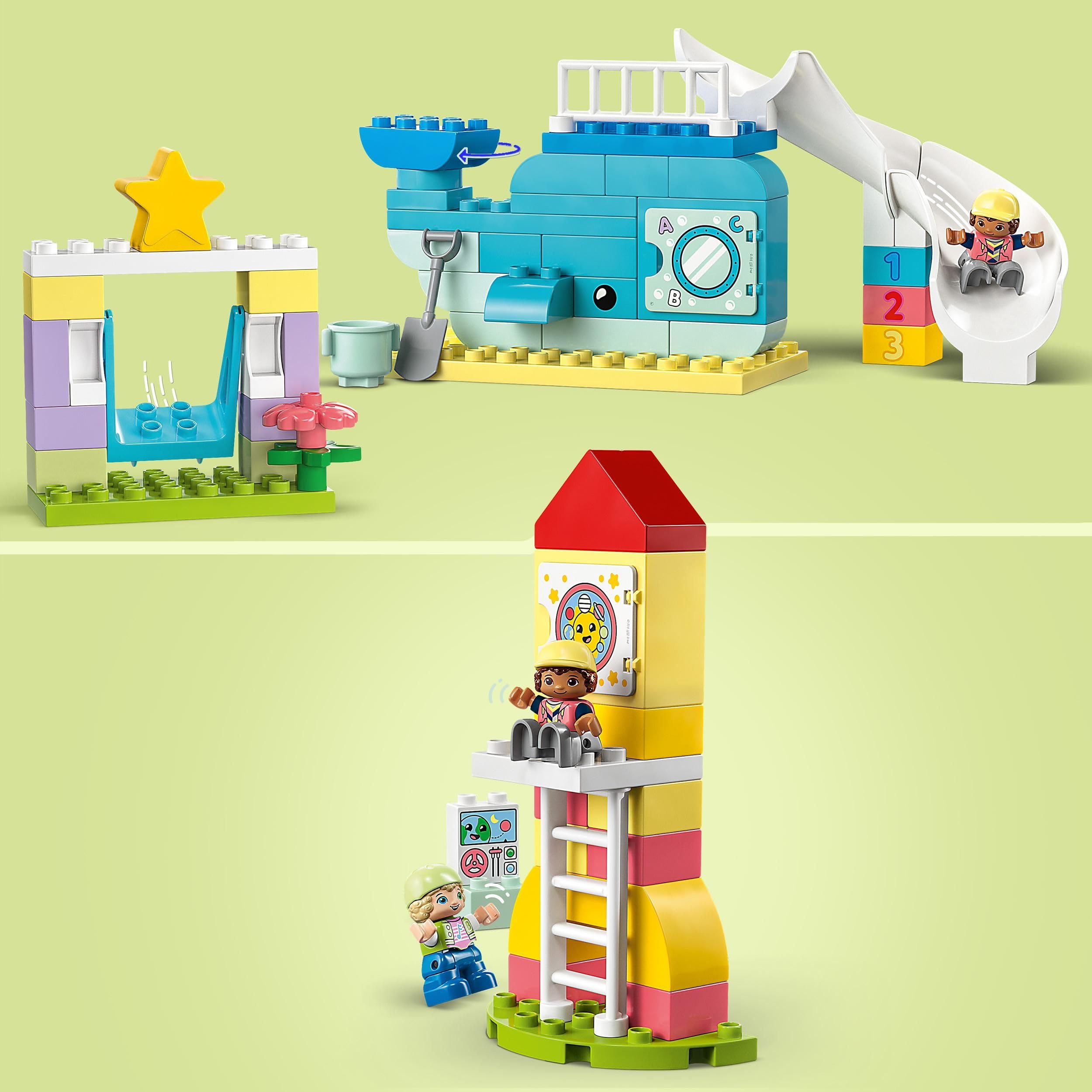 LEGO Duplo Gran Parque de Juegos, Juguete de Construcción para Niños y Niñas de 2 Años o Más con Figuras de Ballena y Cohete, para Aprender Letras, Números y Colores, Regalo Educativo Infantil 10991