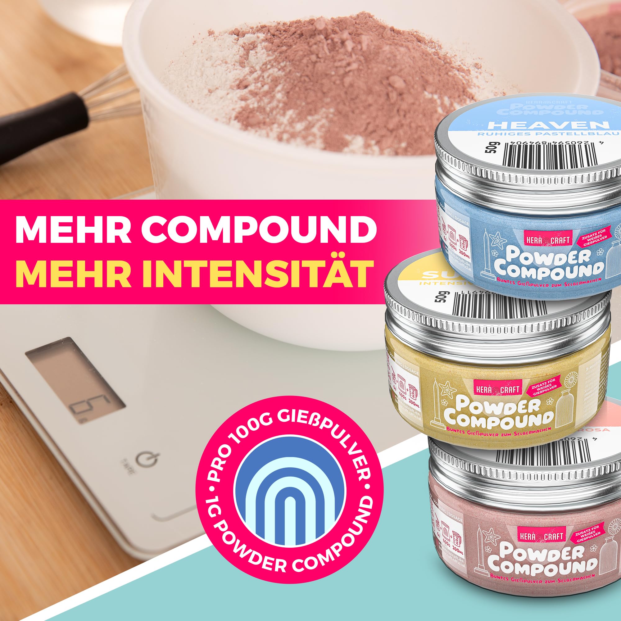 KERACRAFT Powder Compound Tester-Set No. 1 6x50g für buntes Gießpulver