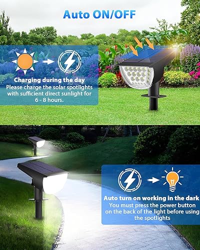 Miniatura 2 de JIORRIO Luces solares para exteriores, impermeables, IP68, 37 LED, 3 modos de iluminación, focos solares para exteriores, focos solares de paisaje,