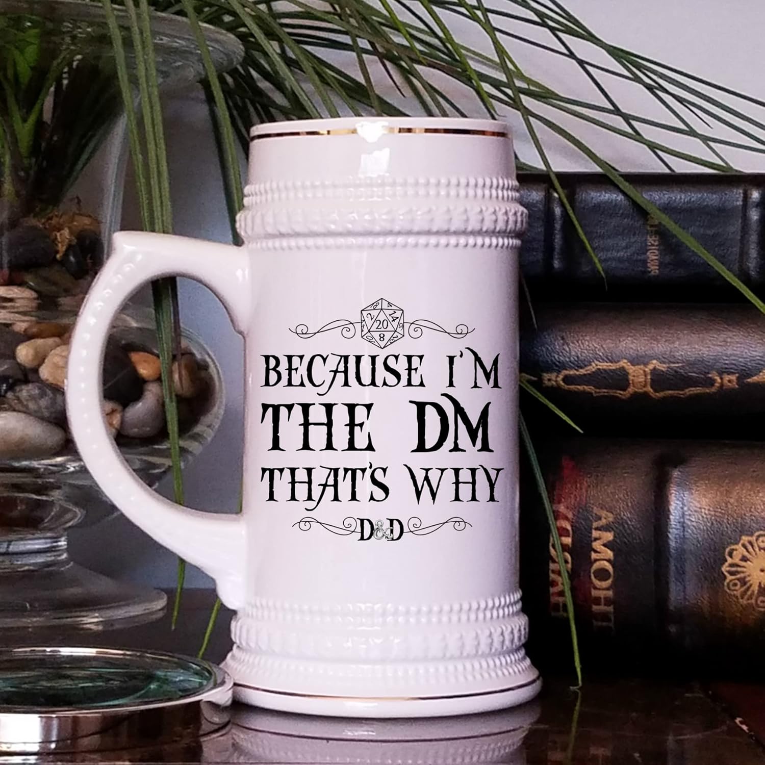 Because I'm The DM That's Why Dungeons and Dragons Beer Mug for Gamer Boyfriend Dungeon Master D&D Dnd DM Fans Funny 22 Oz. Ceramic Stein for Men