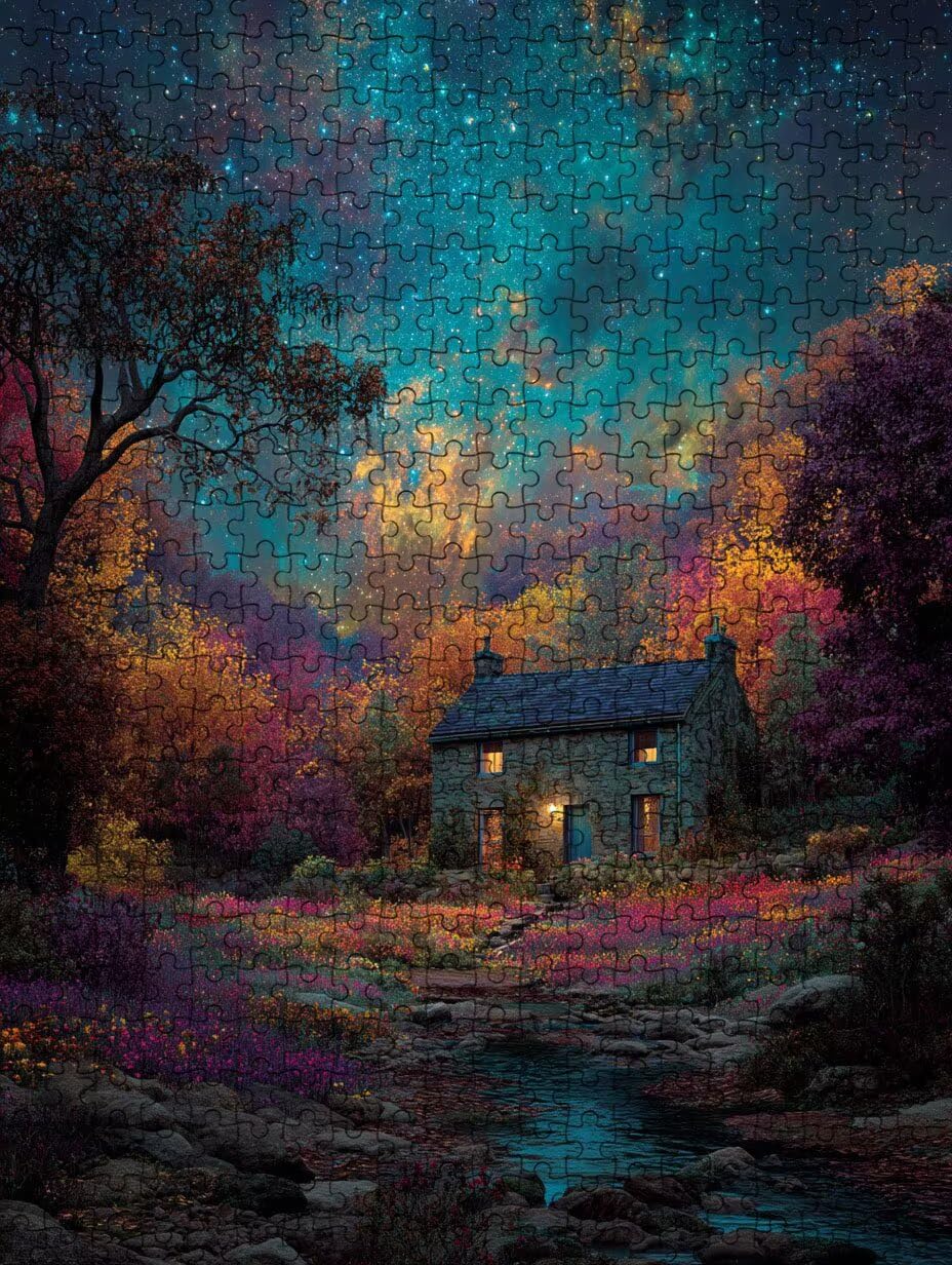 Drewniane puzzle dla dorosłych 1000, zabawne puzzle dekoracyjne, Pond House