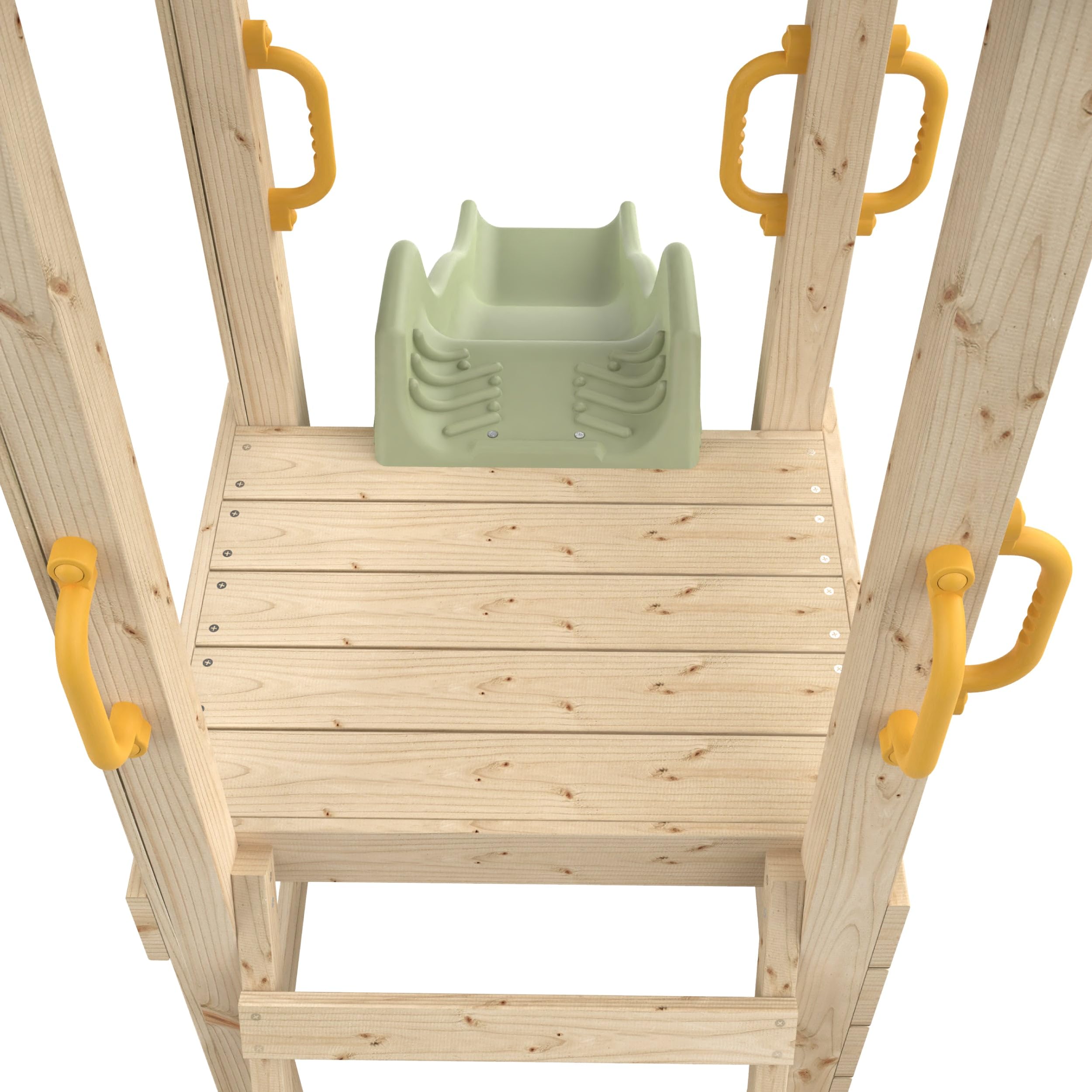 Aire de Jeux GESSETTE avec Toit - Plateforme - échelle - Mur d'escalade - 2 balançoires - Toboggan h210 cm