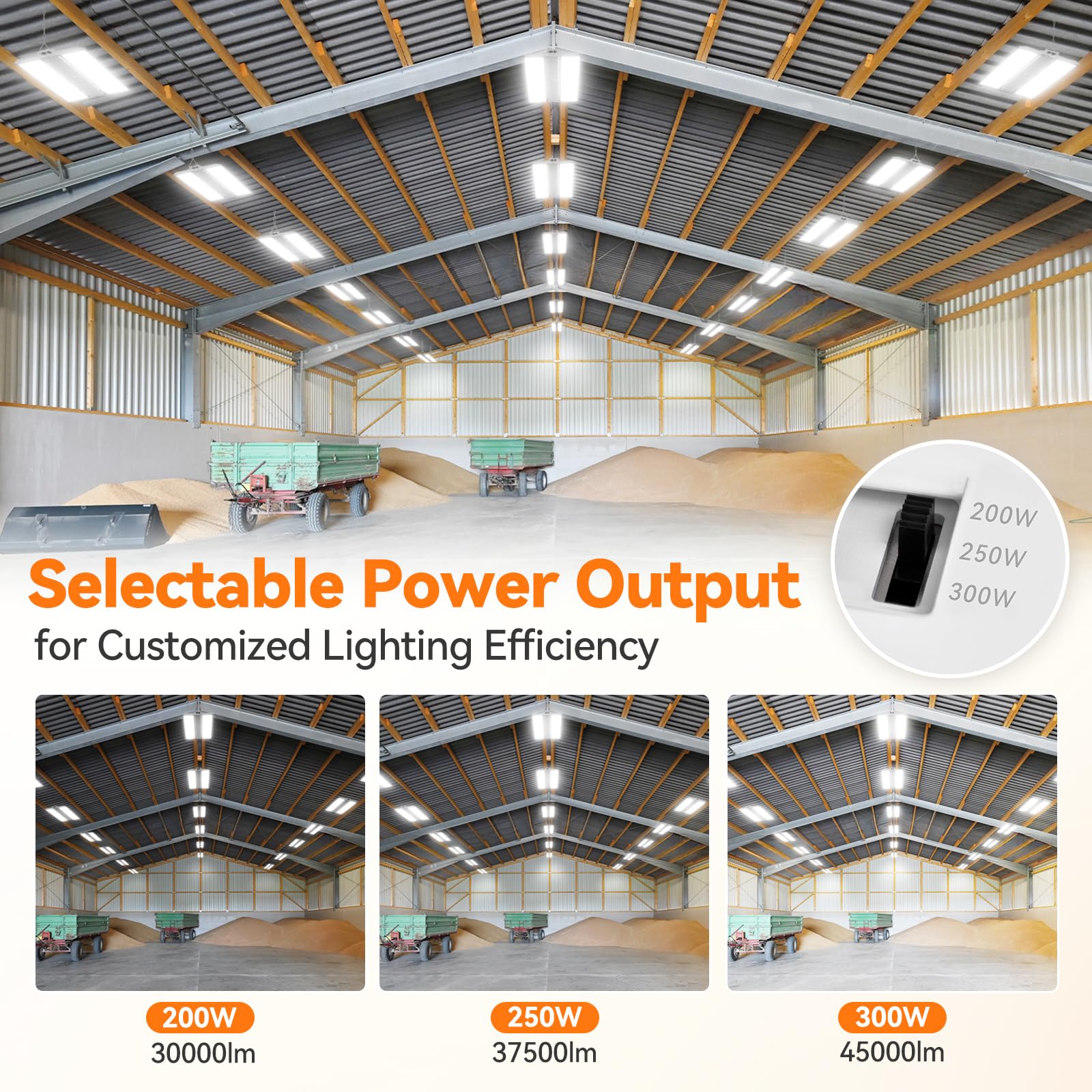 24-Pack 3FT 300W Linear High Bay Shop Lights 45000lm 6000K 5000K 4000K Switchable 0-10V dimmable 100-277V Adjustable Tilt — view 5