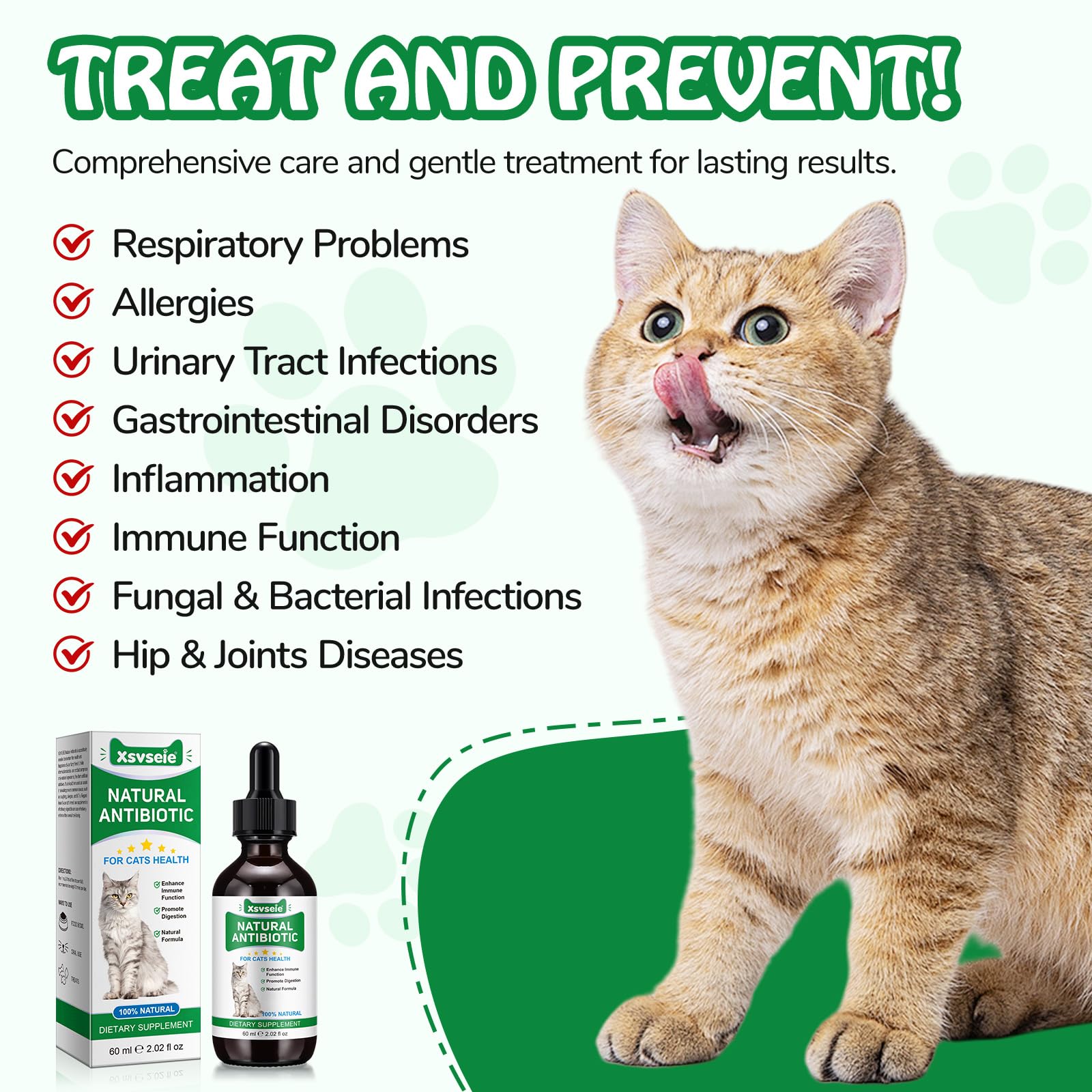 Antibiotiques naturels pour Chats, antibiotiques pour Chats, cystite, Soutien Immune & Cats Allergy Itch Relief, Health Supplies Cat UTI Antibiotiques, 60 ML (1PC)
